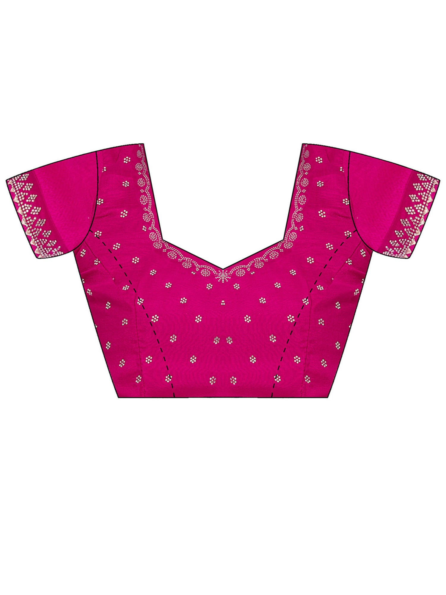 Unstitched pink vichitra silk blouse piece with embellished design