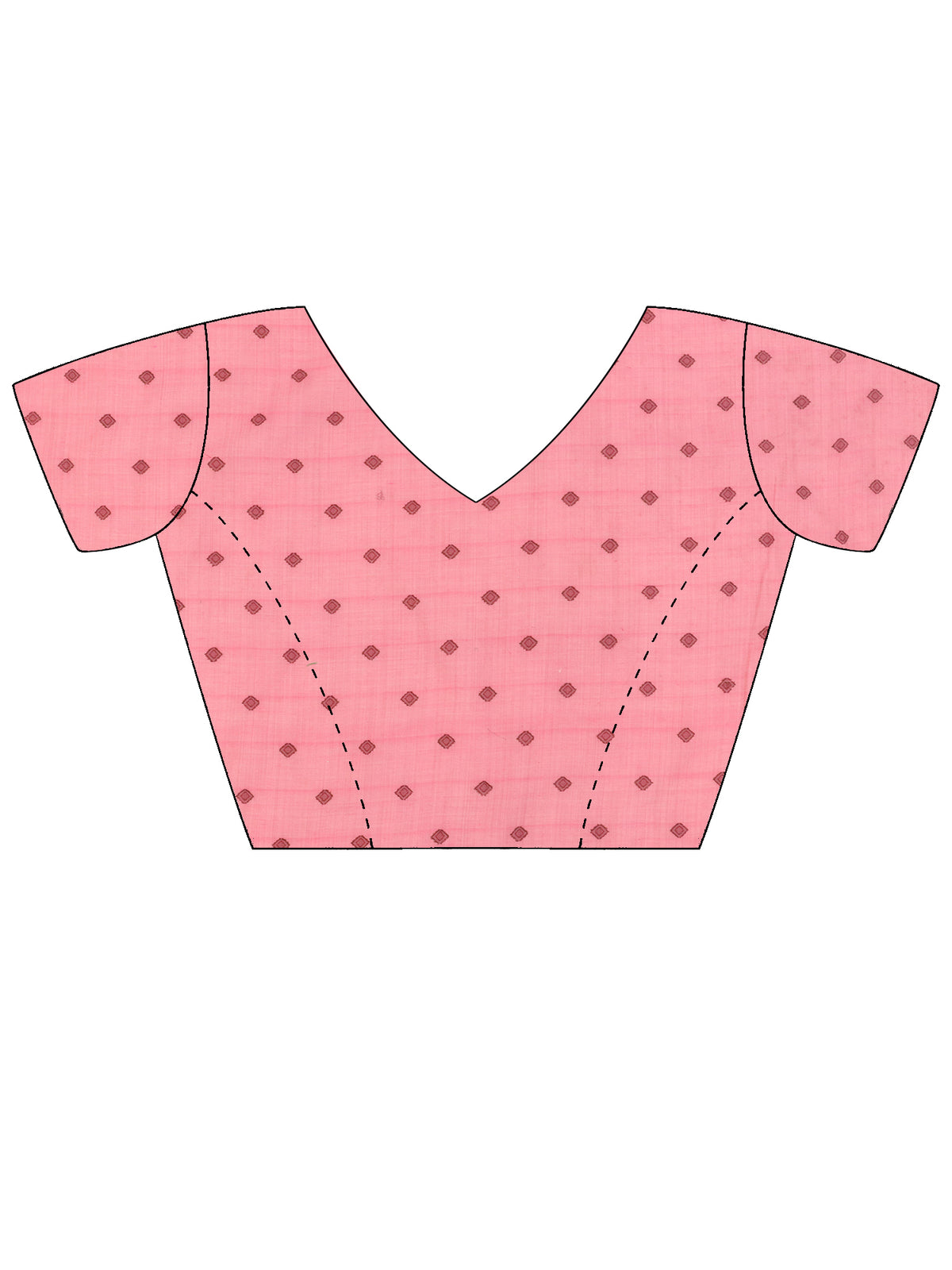 Unstitched pink silk blend blouse piece with woven design design