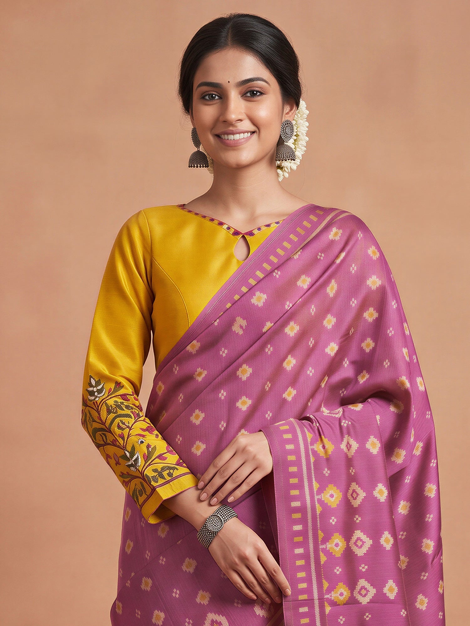 Magenta Silk Blend saree – detail view 4