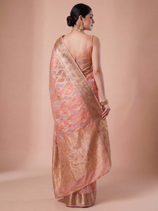 Pink Organza saree – detail view 1