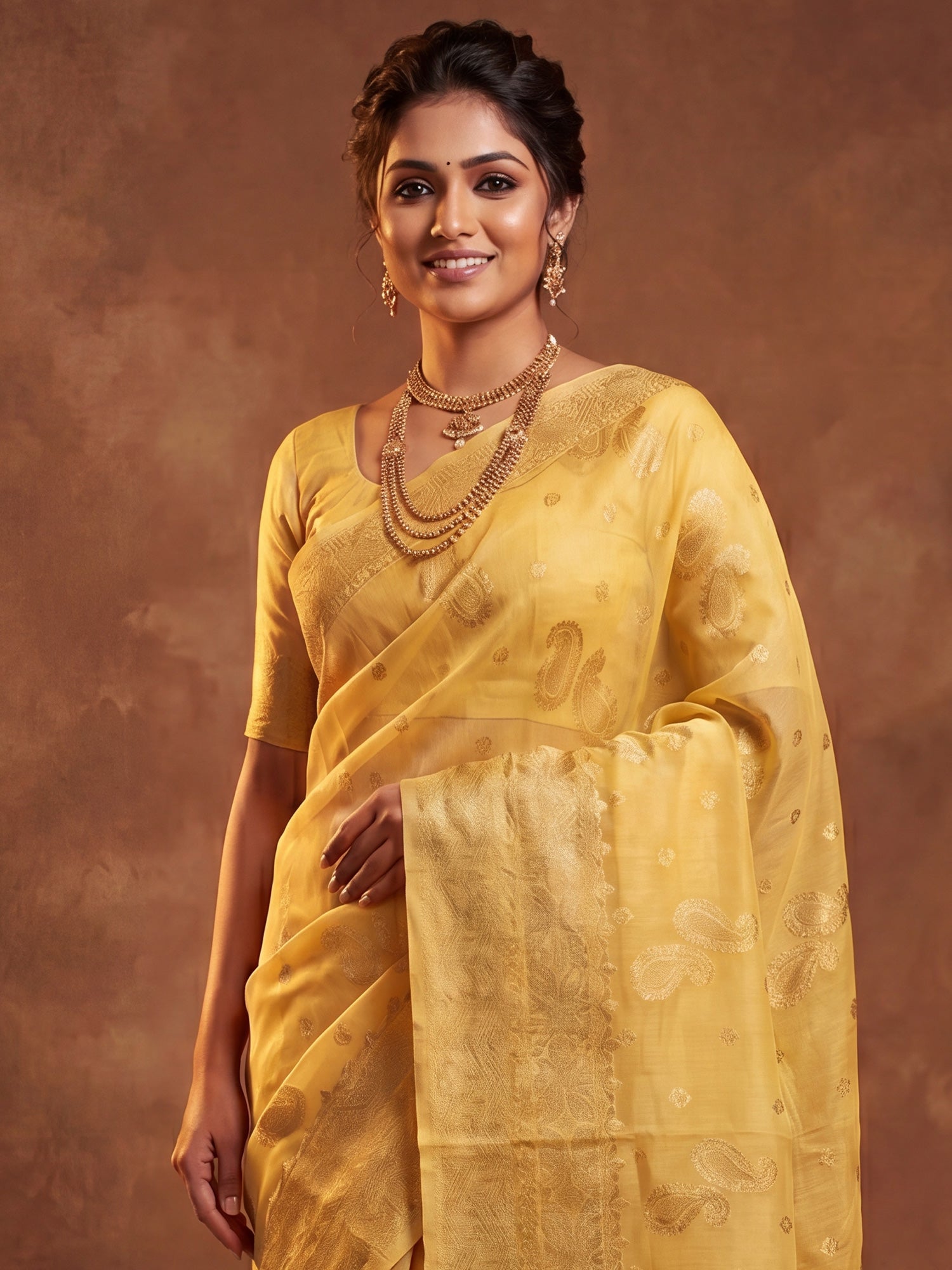 Yellow Silk Blend saree – detail view 4