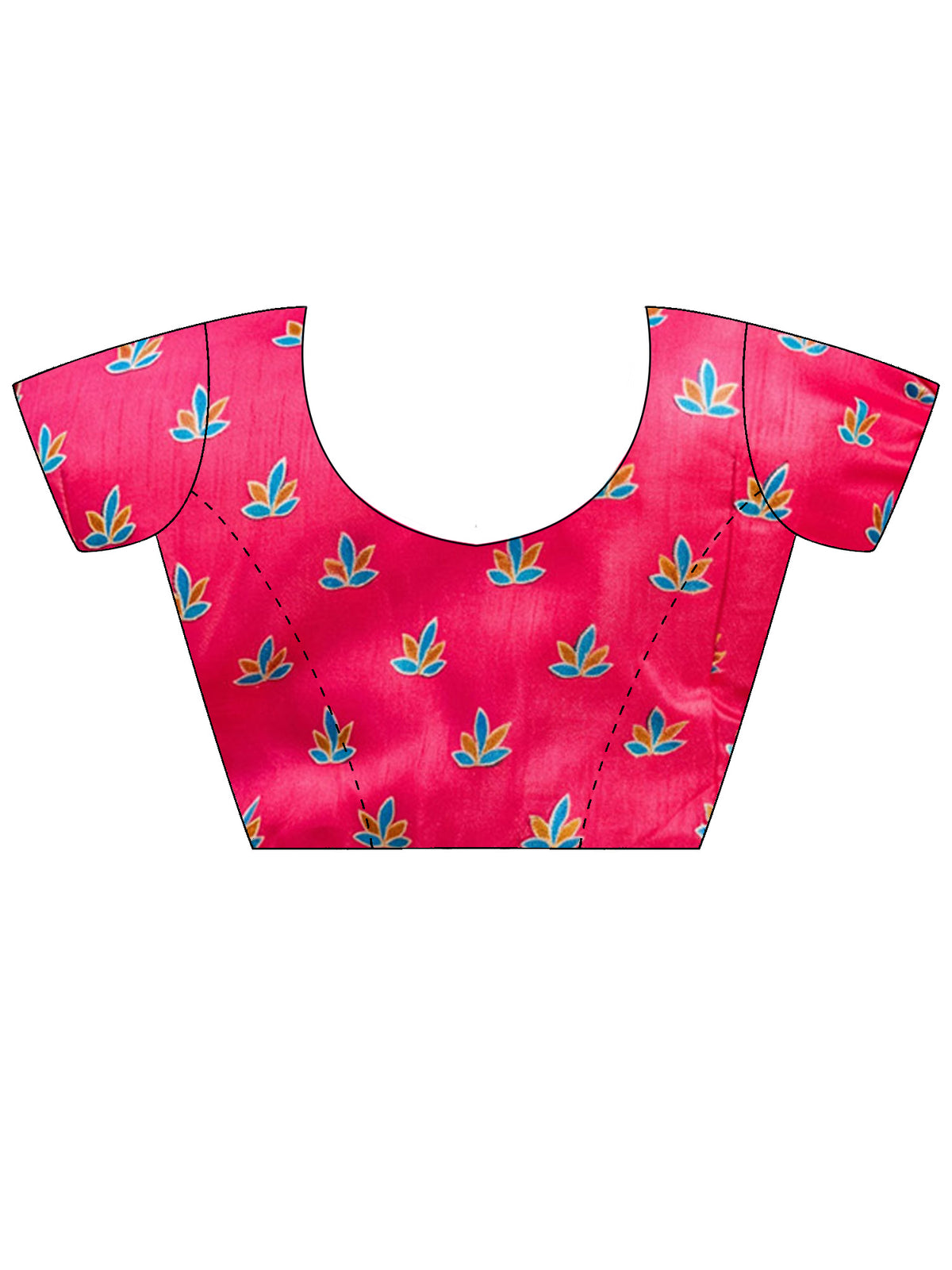 Unstitched pink silk blend blouse piece with ethnic motif design