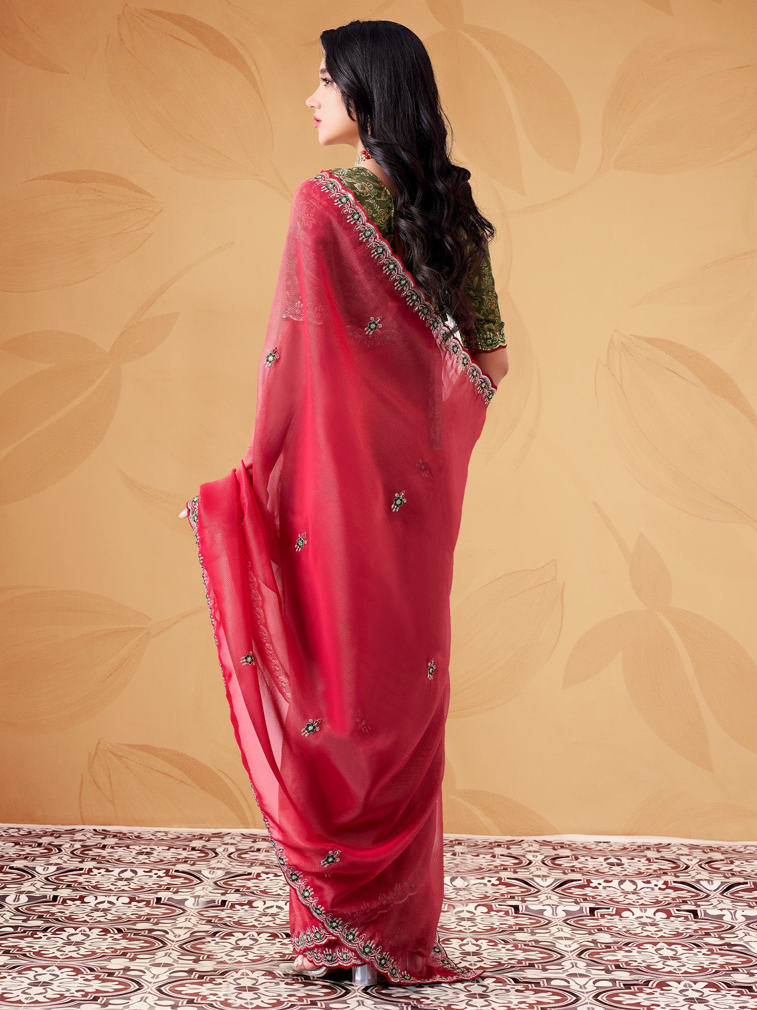 Pink Tissue saree – detail view 1