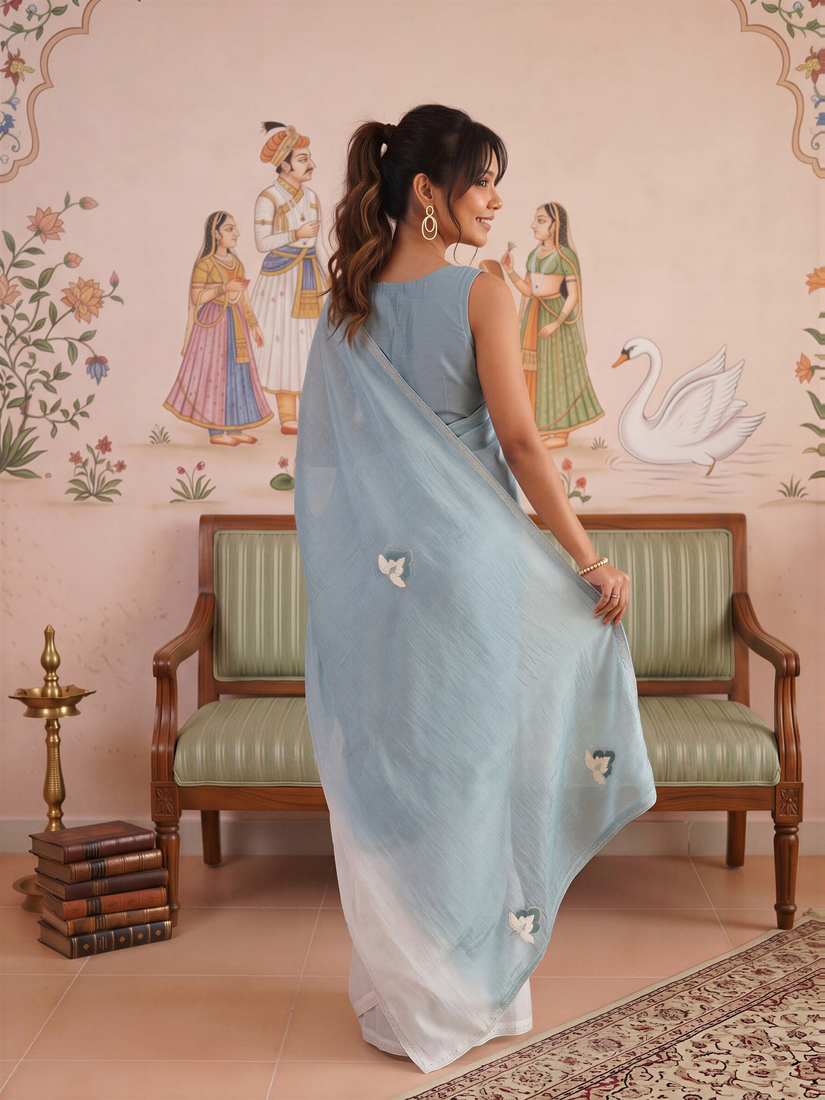 Light Blue Paper Silk saree – detail view 1