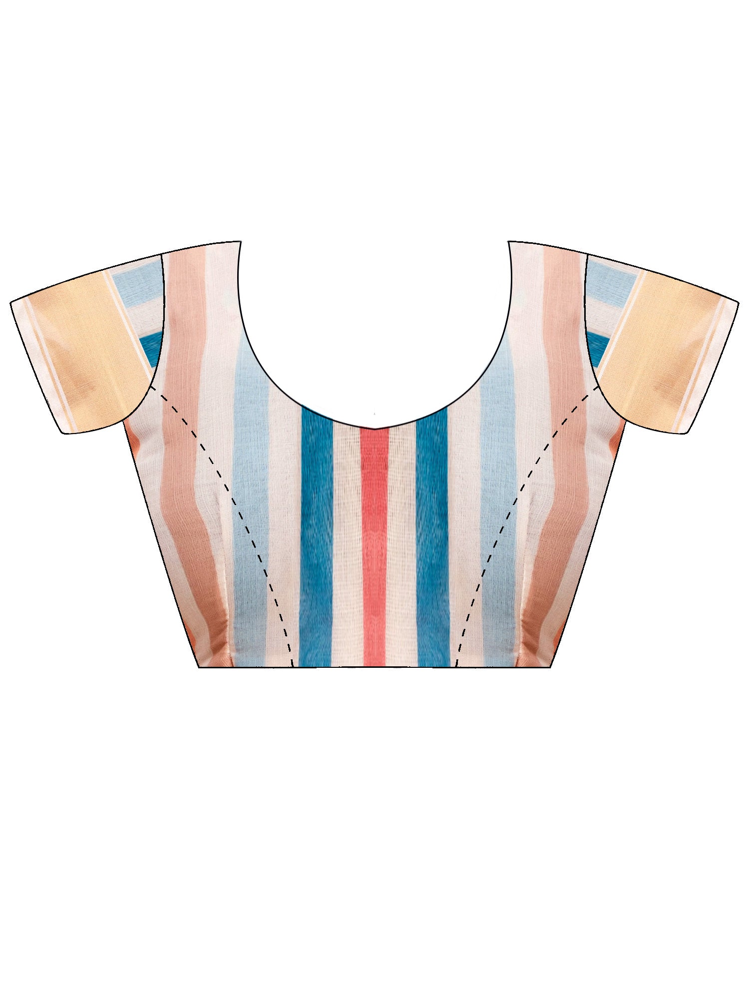 Unstitched multicolored linen blouse piece with striped design