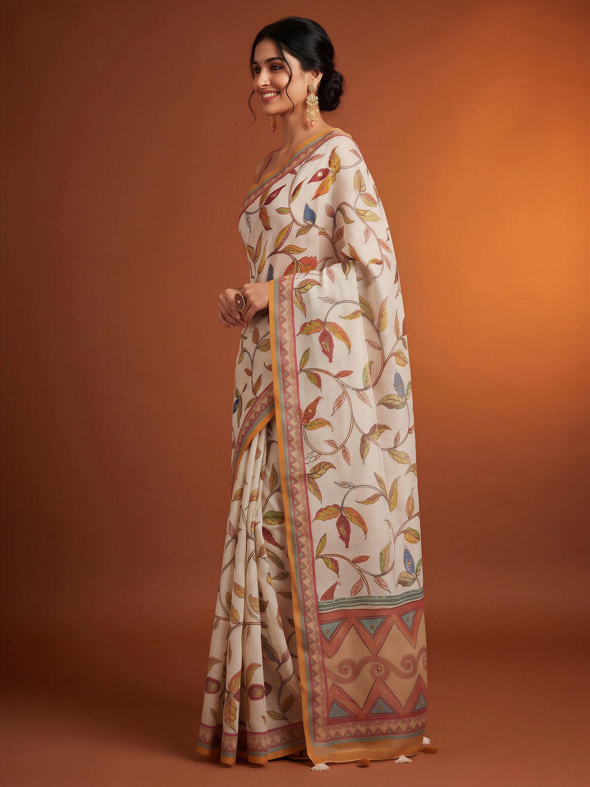 Off White Linen Blend saree – detail view 2