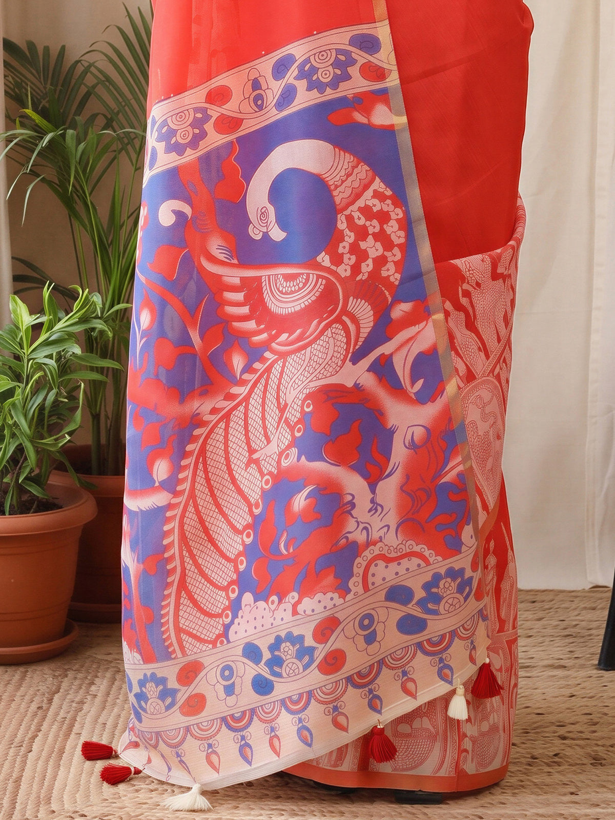 Coral Cotton Blend saree – detail view 5