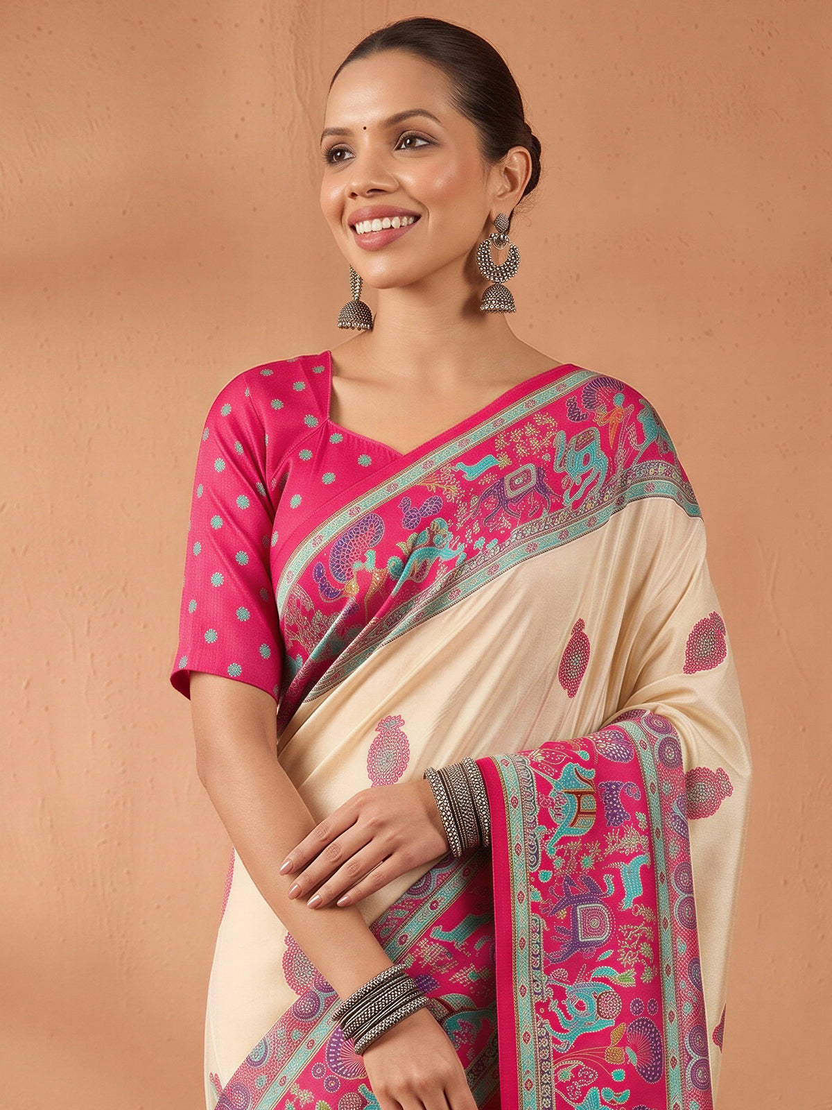 Pink Silk Blend saree – detail view 4