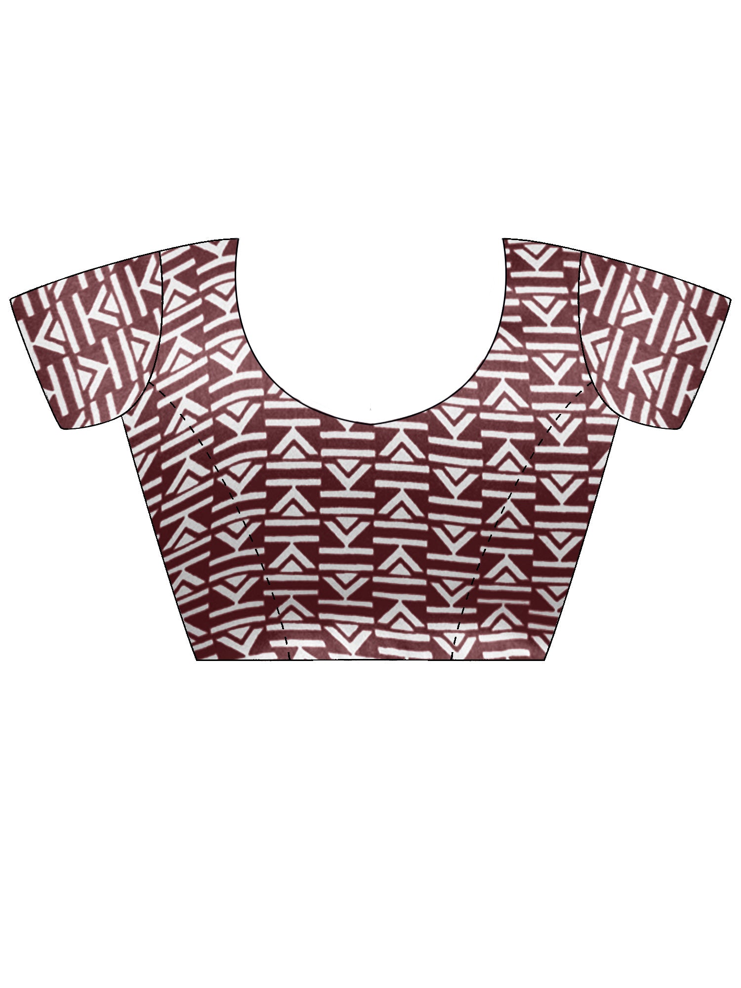 Unstitched coffee brown satin blouse piece with ethnic motif design