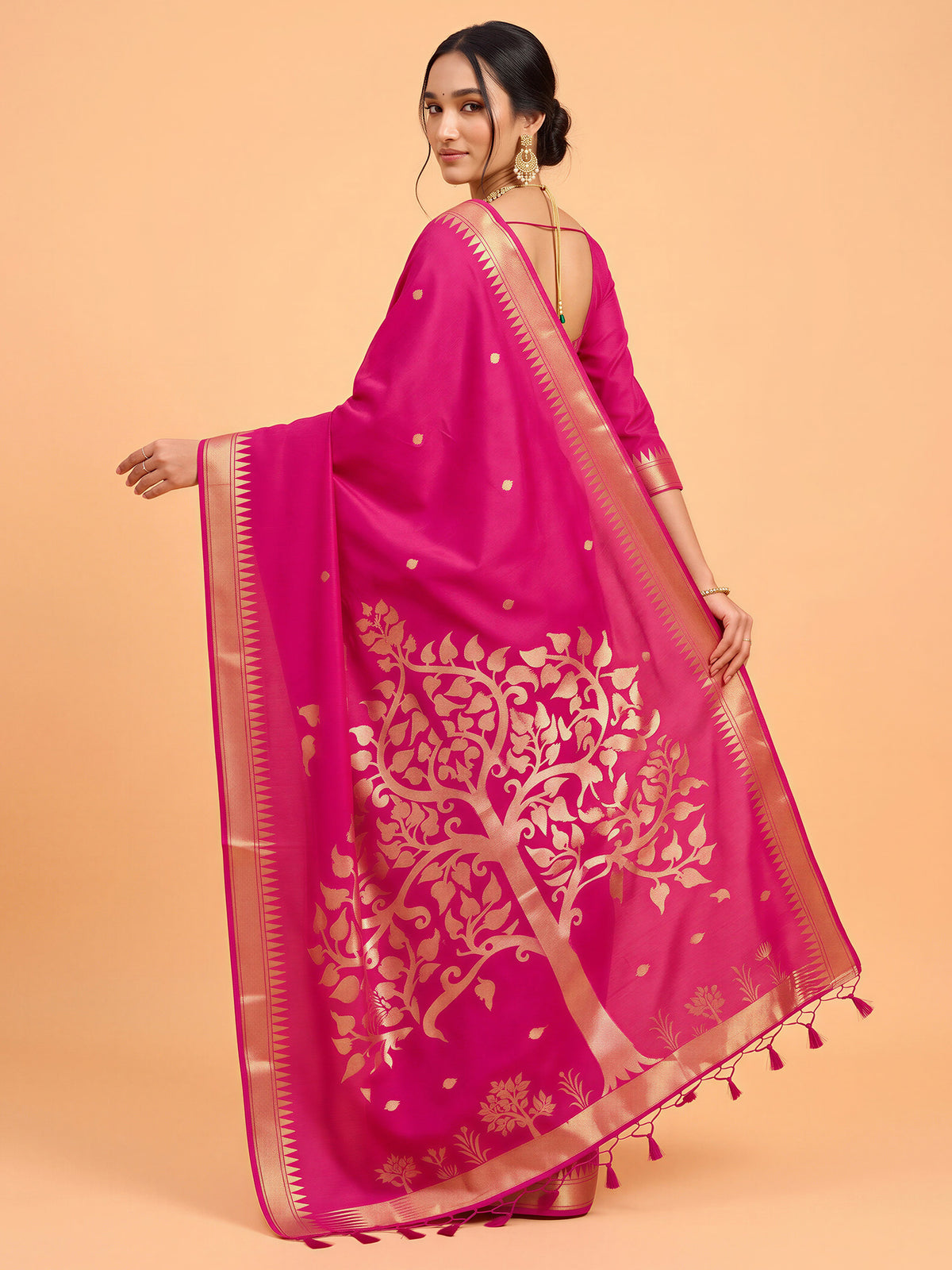 Pink Art Silk saree – detail view 1