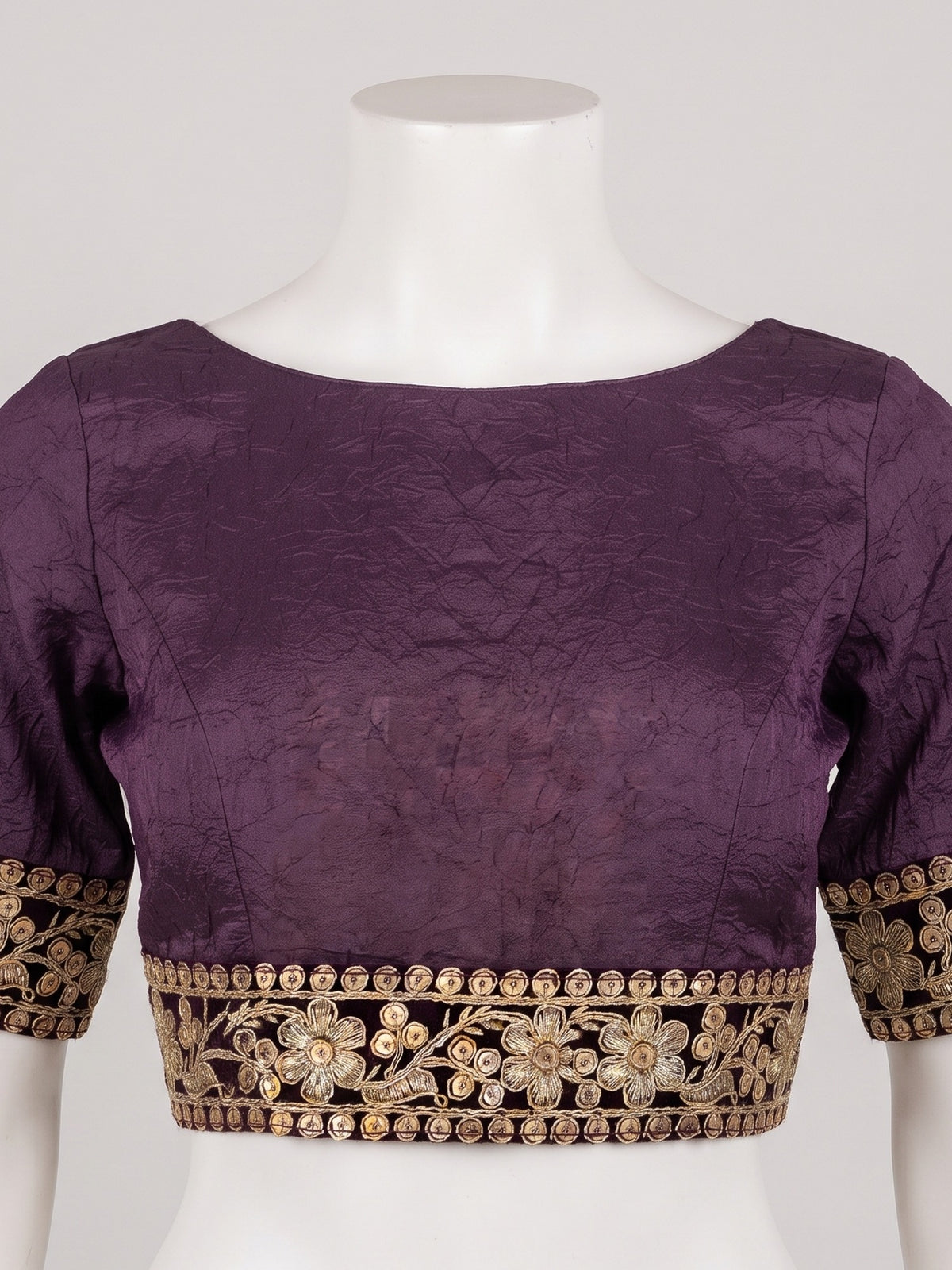 Magenta Satin Silk saree – detail view 1