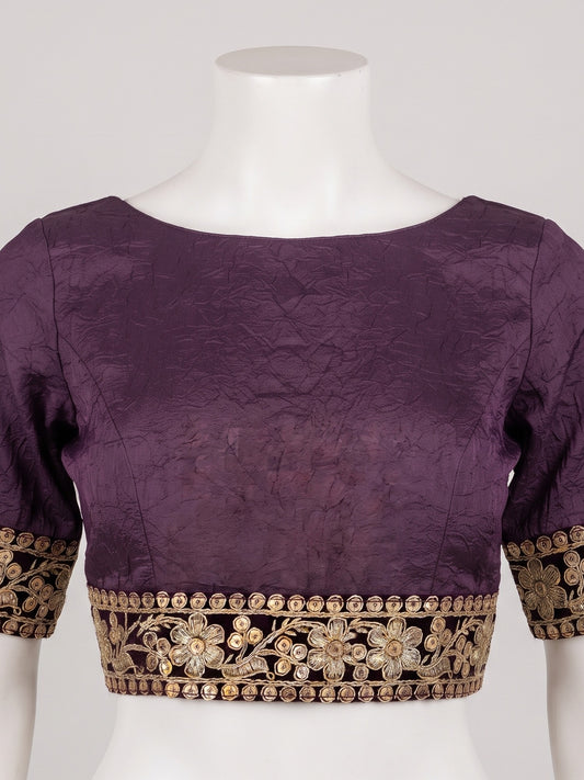 Magenta Satin Silk saree – detail view 1