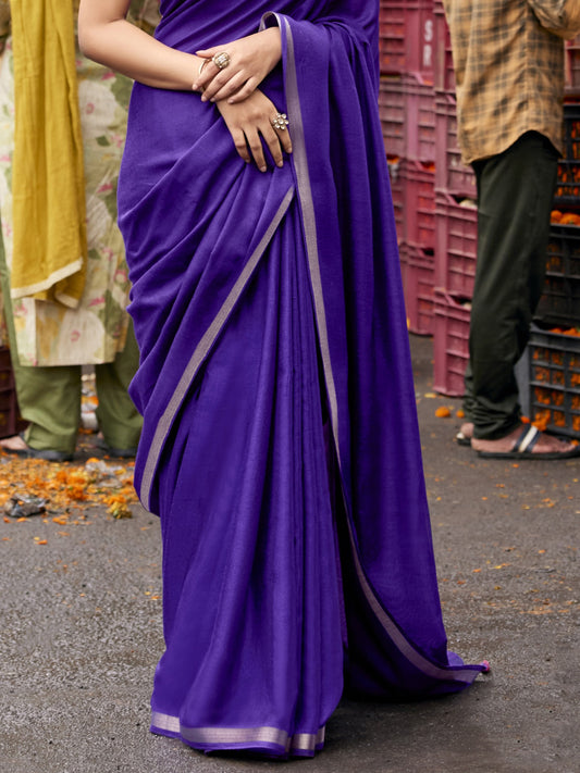 Violet Cotton Blend saree – detail view 1