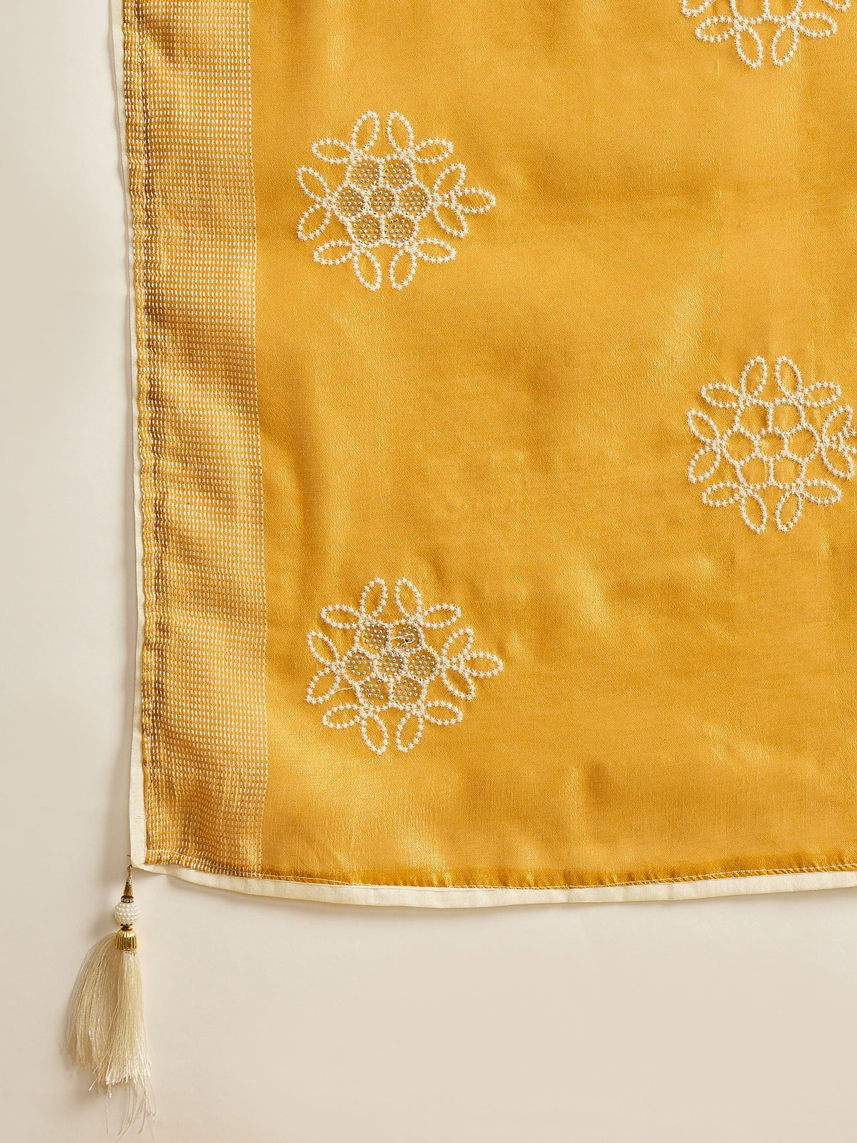 Mustard Cotton Blend saree – detail view 4