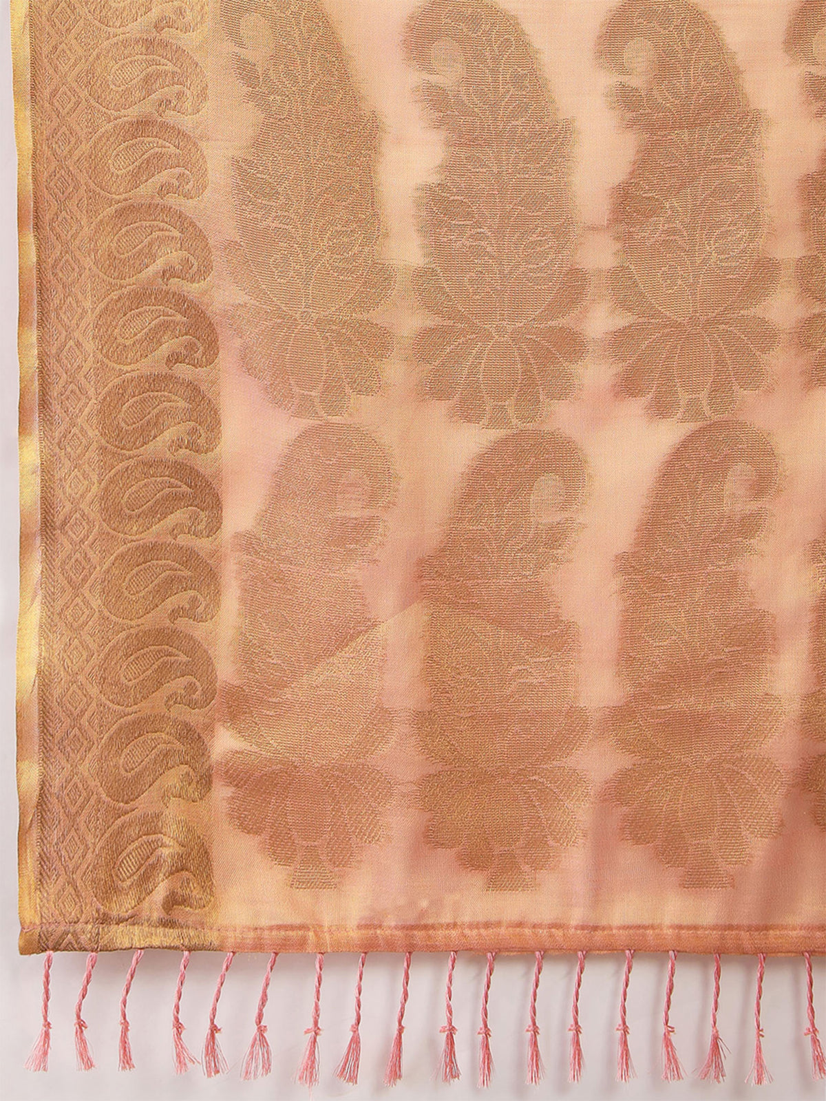 Peach Linen saree – detail view 5