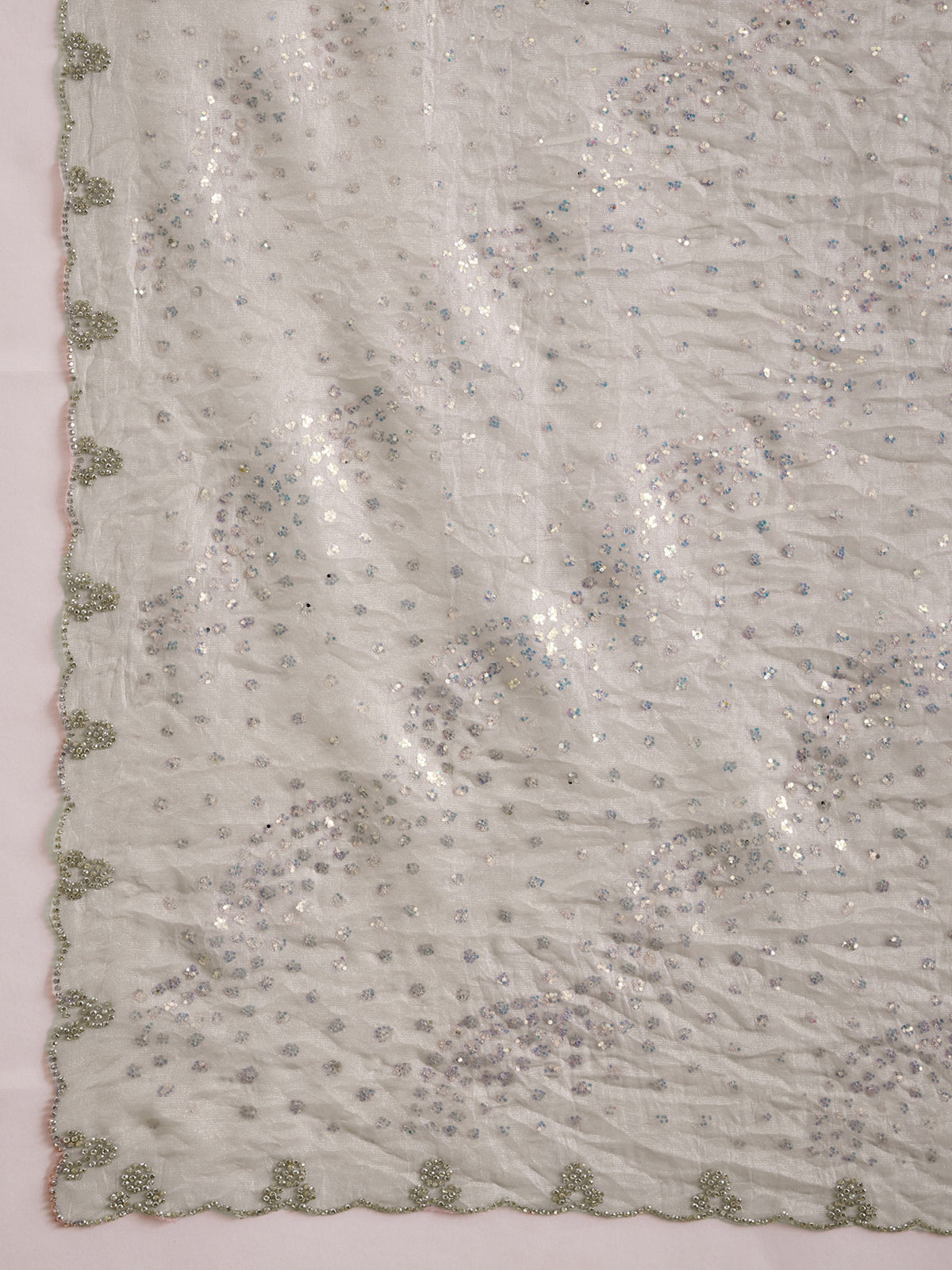 Grey Satin saree – detail view 3