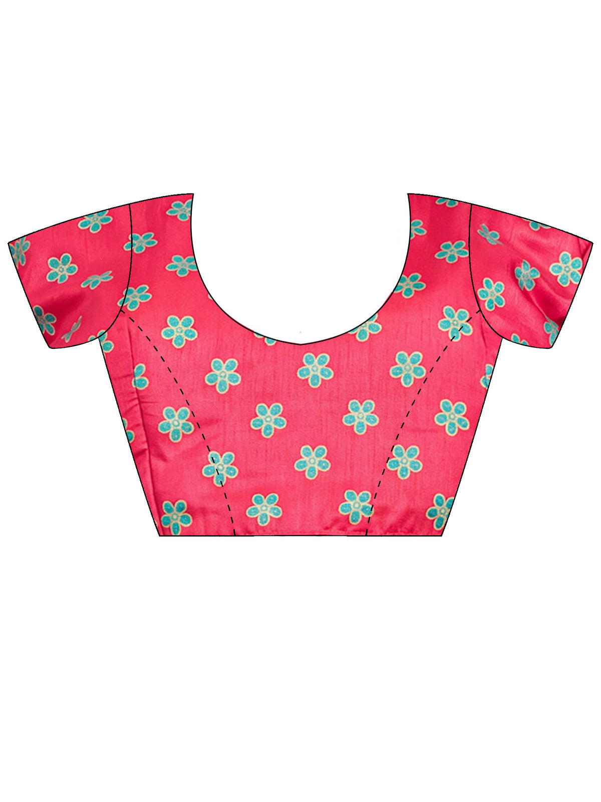 Unstitched pink silk blend blouse piece with ethnic motif design
