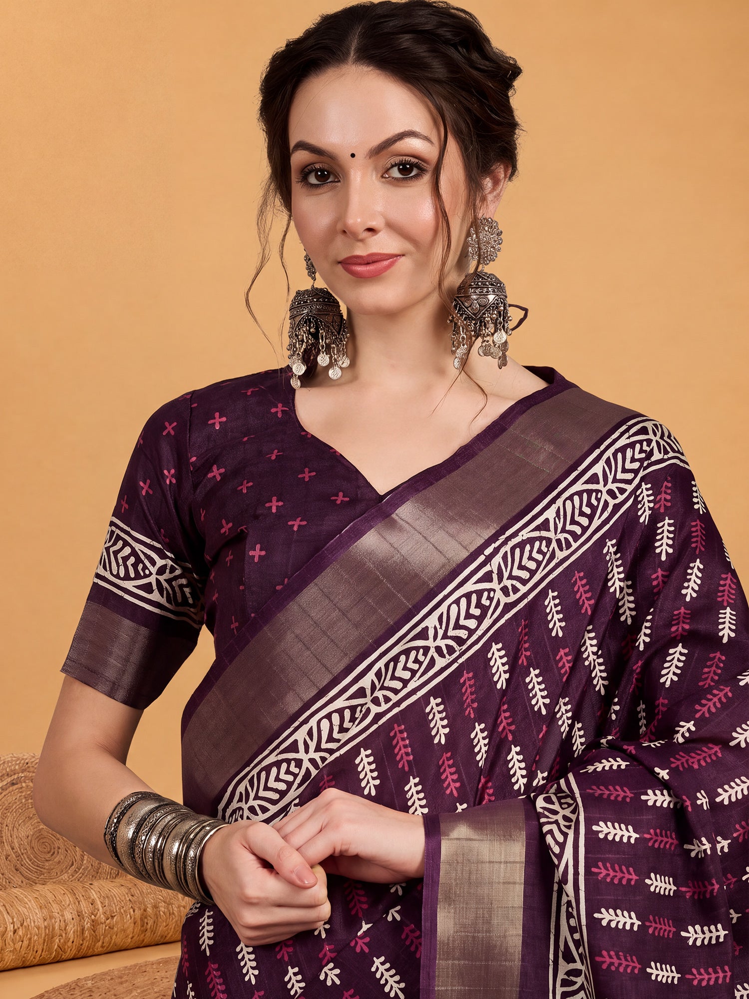 Purple Silk Blend saree – detail view 3