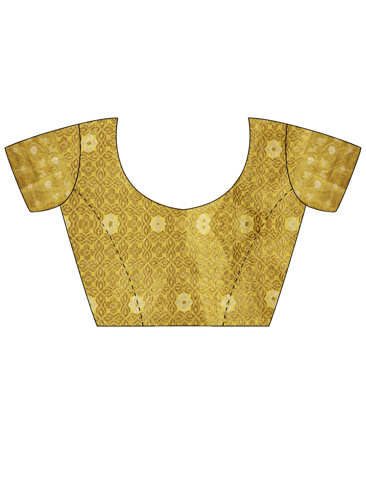 Unstitched yellow silk blend blouse piece with woven design design