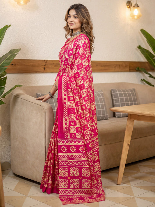 Pink Cotton Blend saree – detail view 2