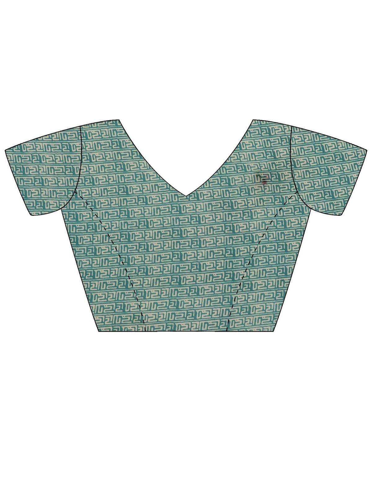 Unstitched light blue georgette blouse piece with traditional prints design