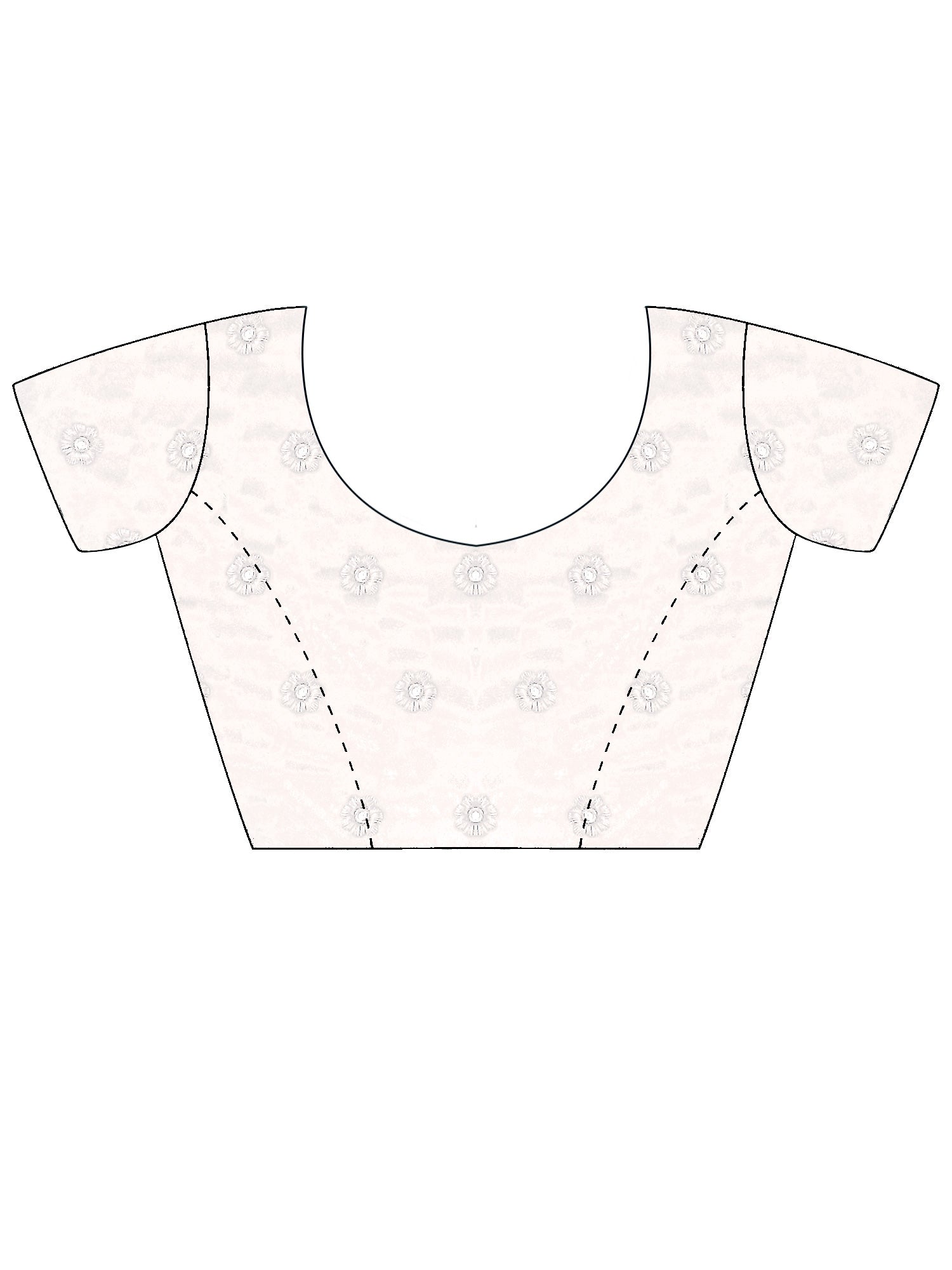 Unstitched white georgette blouse piece with embroidered design