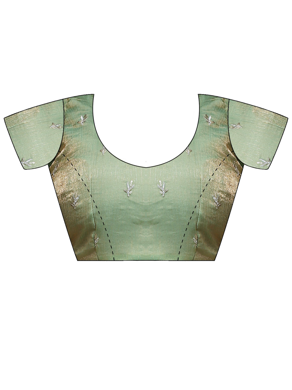 Unstitched light green chiffon blouse piece with embellished design