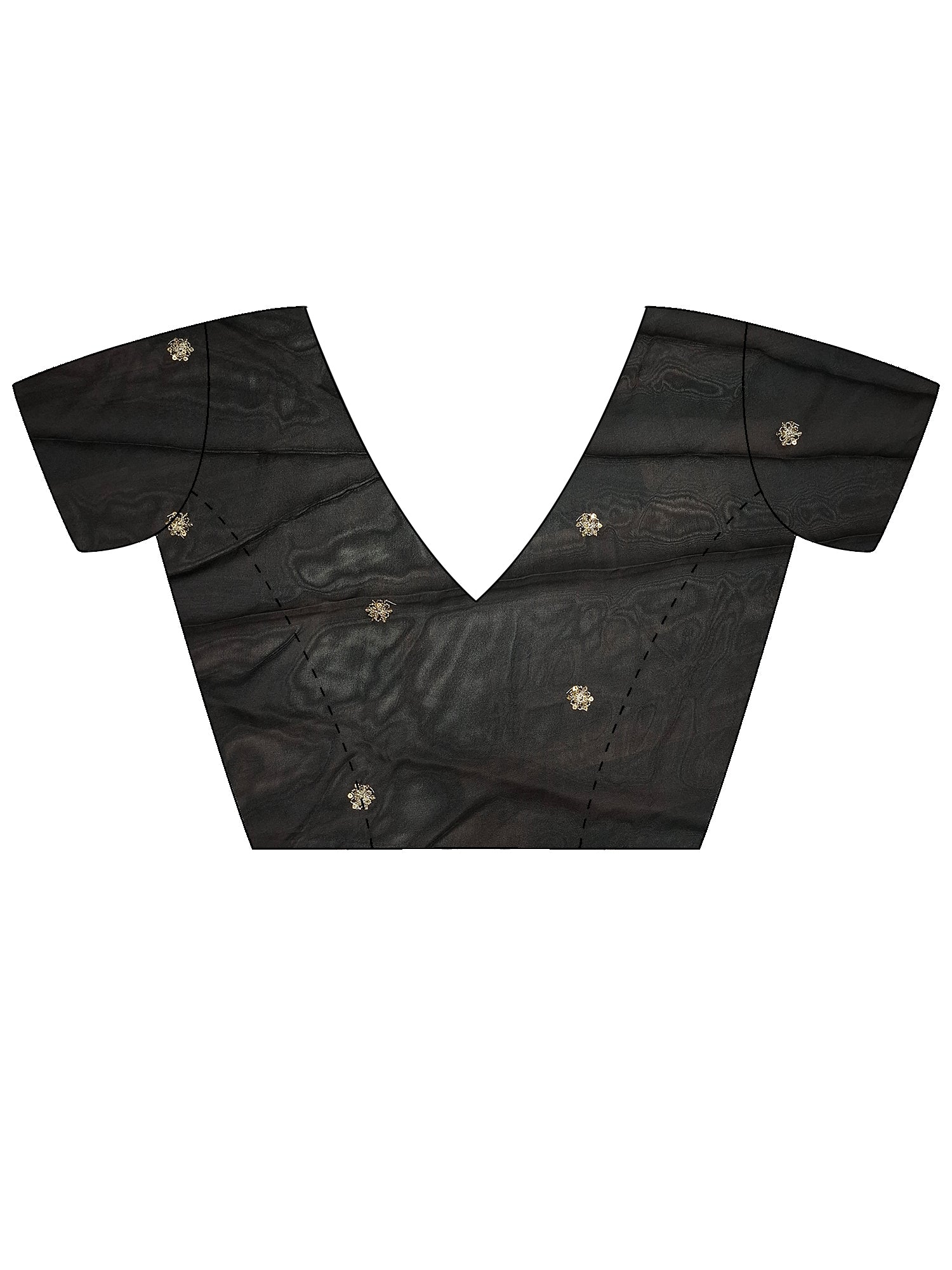 Unstitched black georgette blouse piece with embellished design
