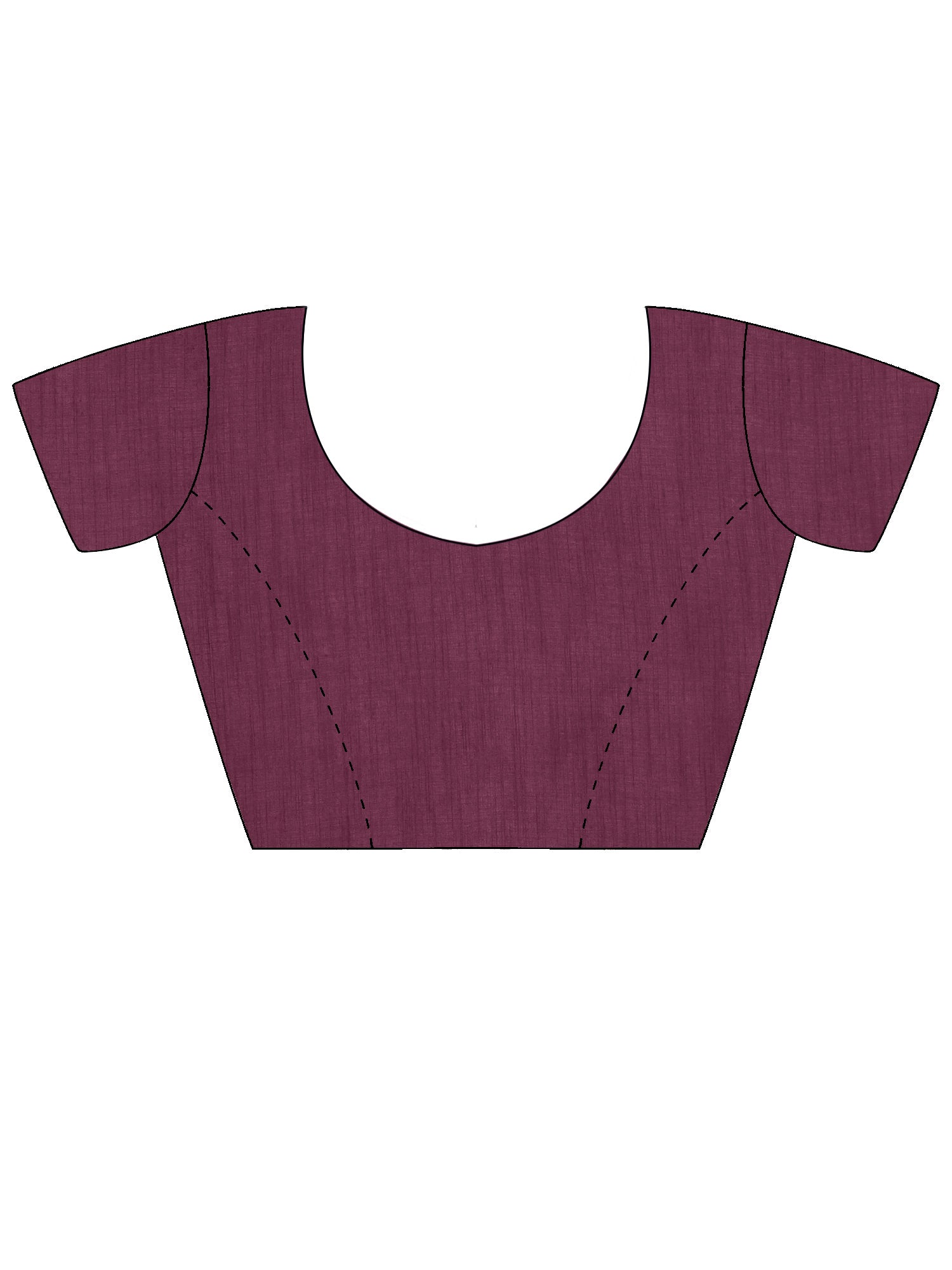Unstitched wine cotton linen blouse piece with embroidered design
