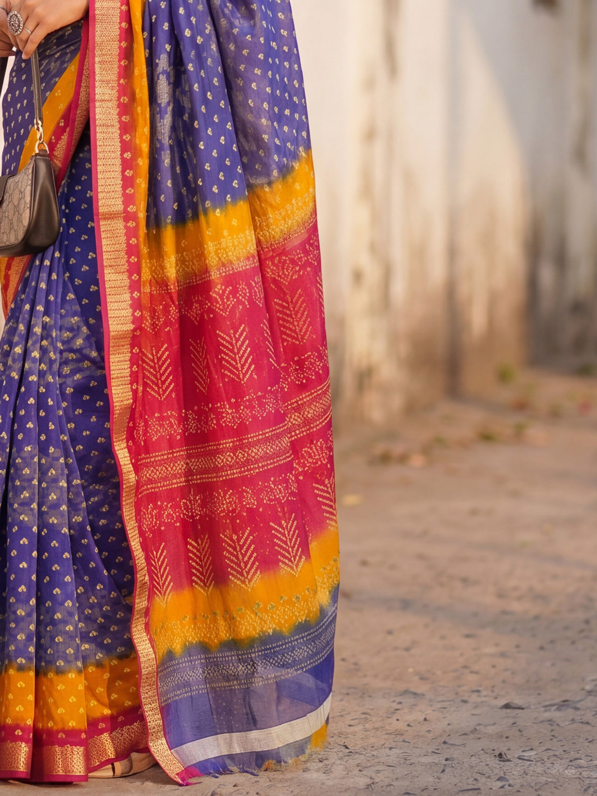 Blue Cotton saree – detail view 5