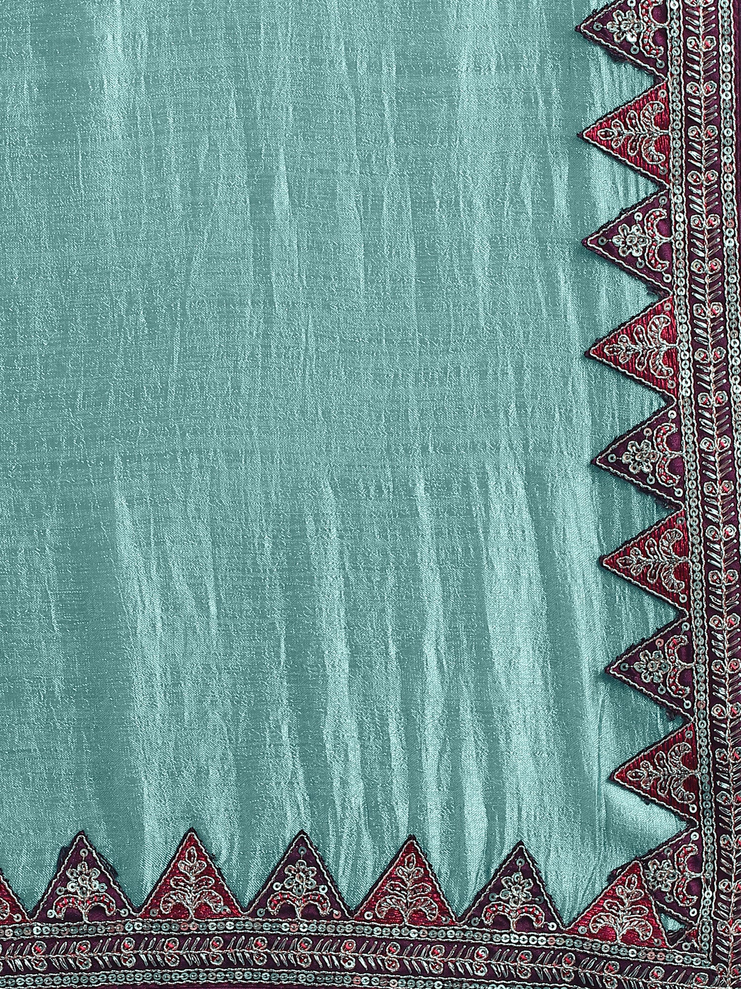 Light Blue Vichitra Silk saree – detail view 5