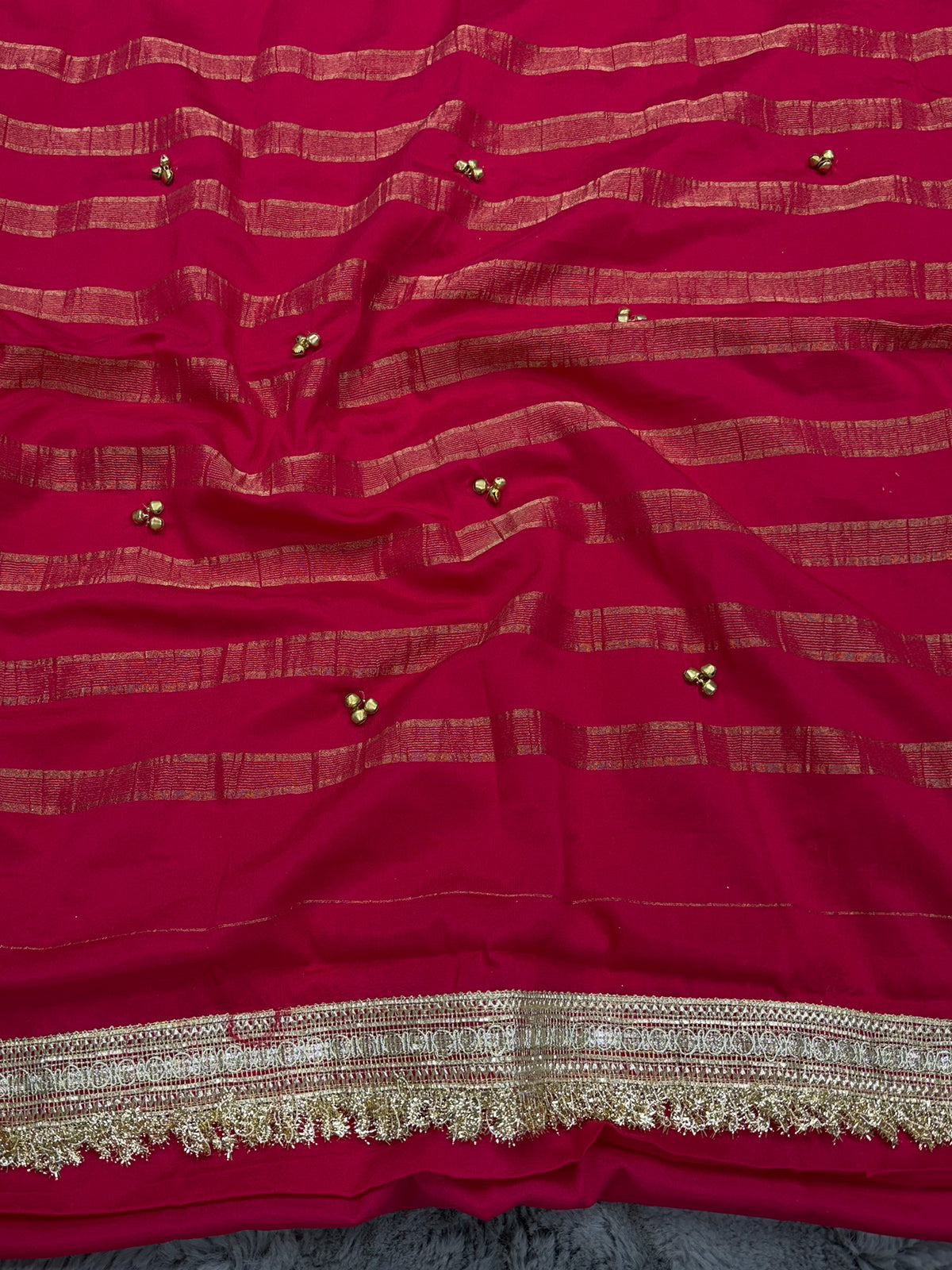 Unstitched pink soft silk blouse piece with woven design design