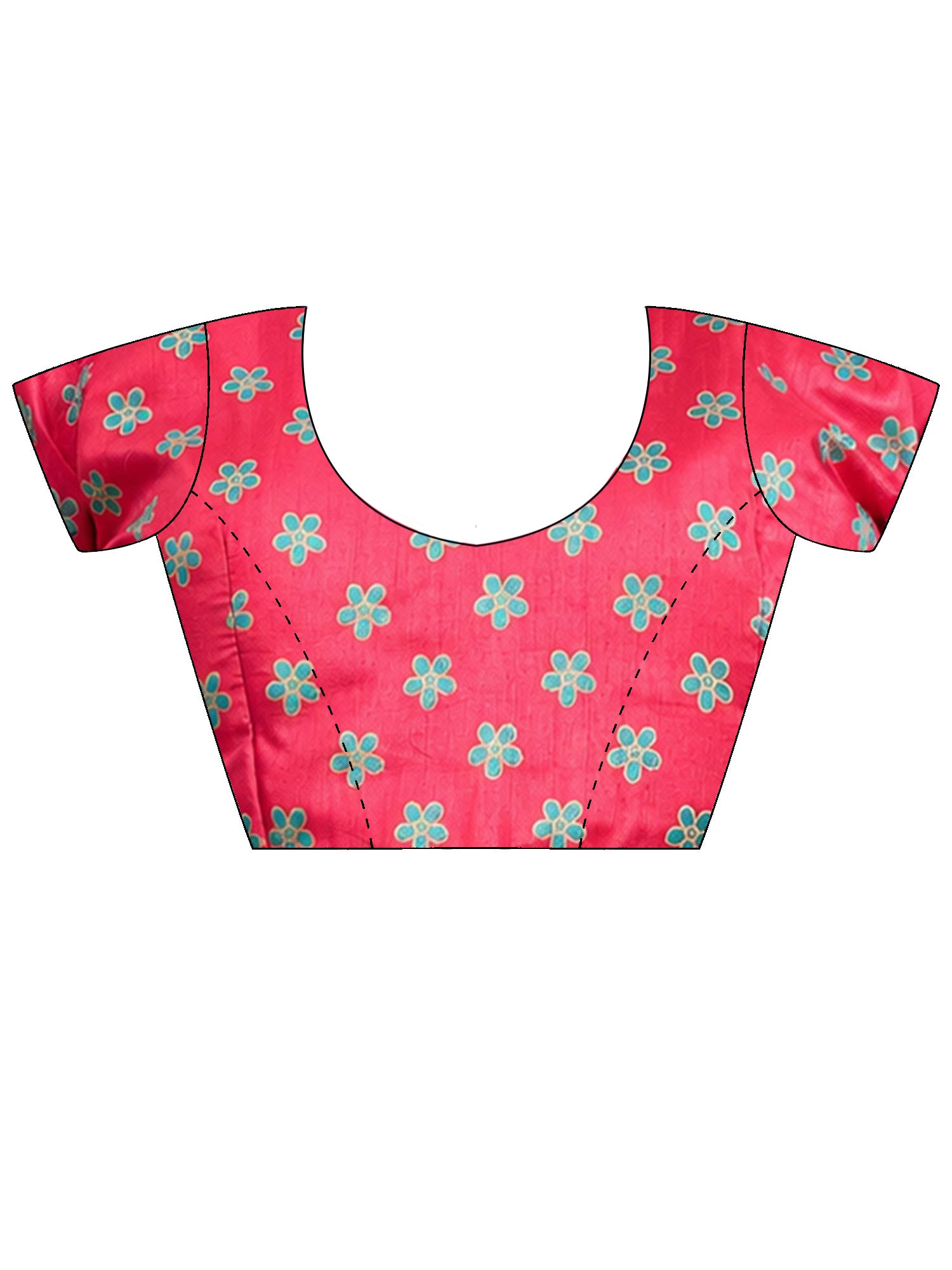 Unstitched pink silk blend blouse piece with ethnic motif design