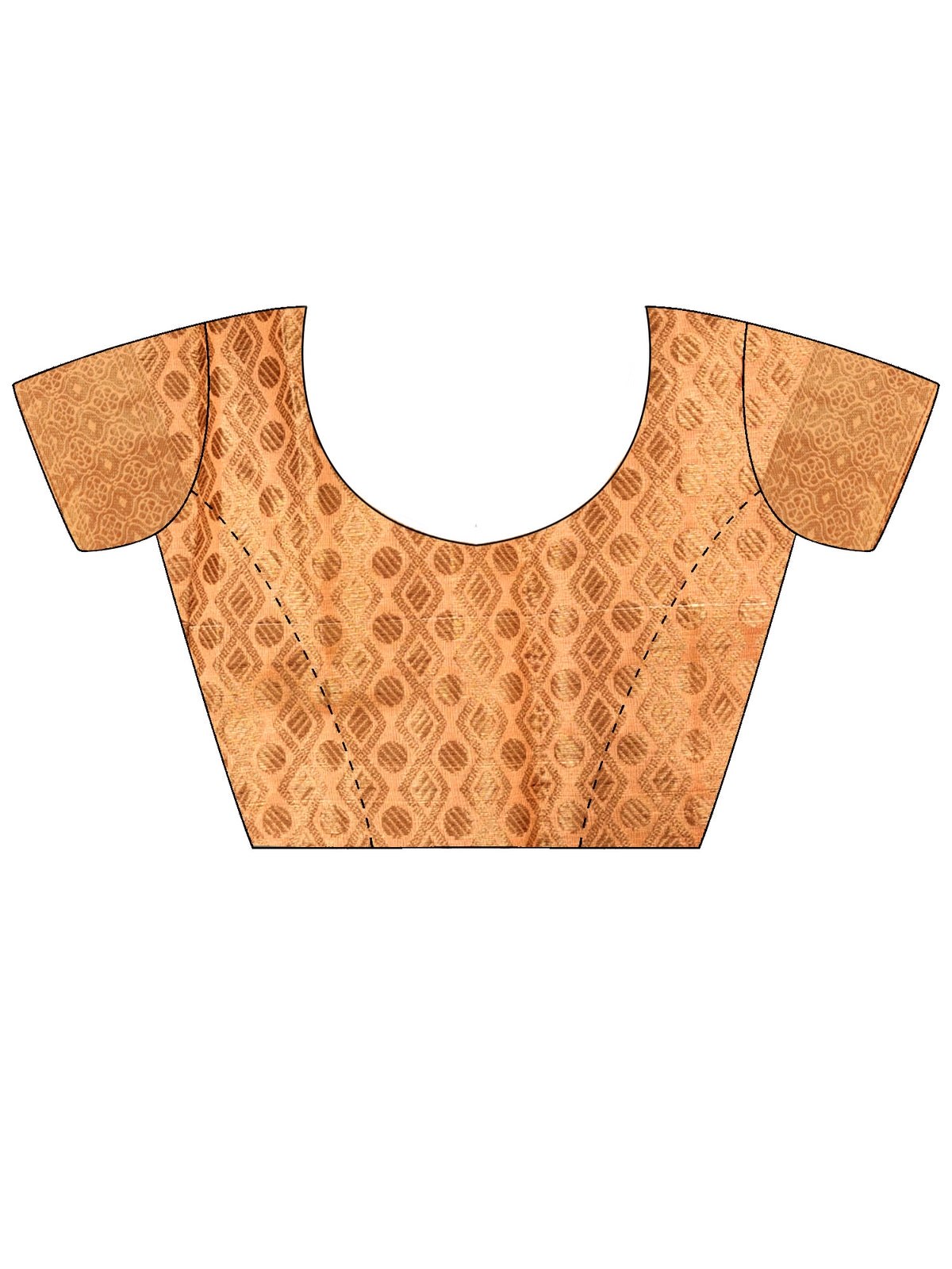 Unstitched orange silk blend blouse piece with woven design design