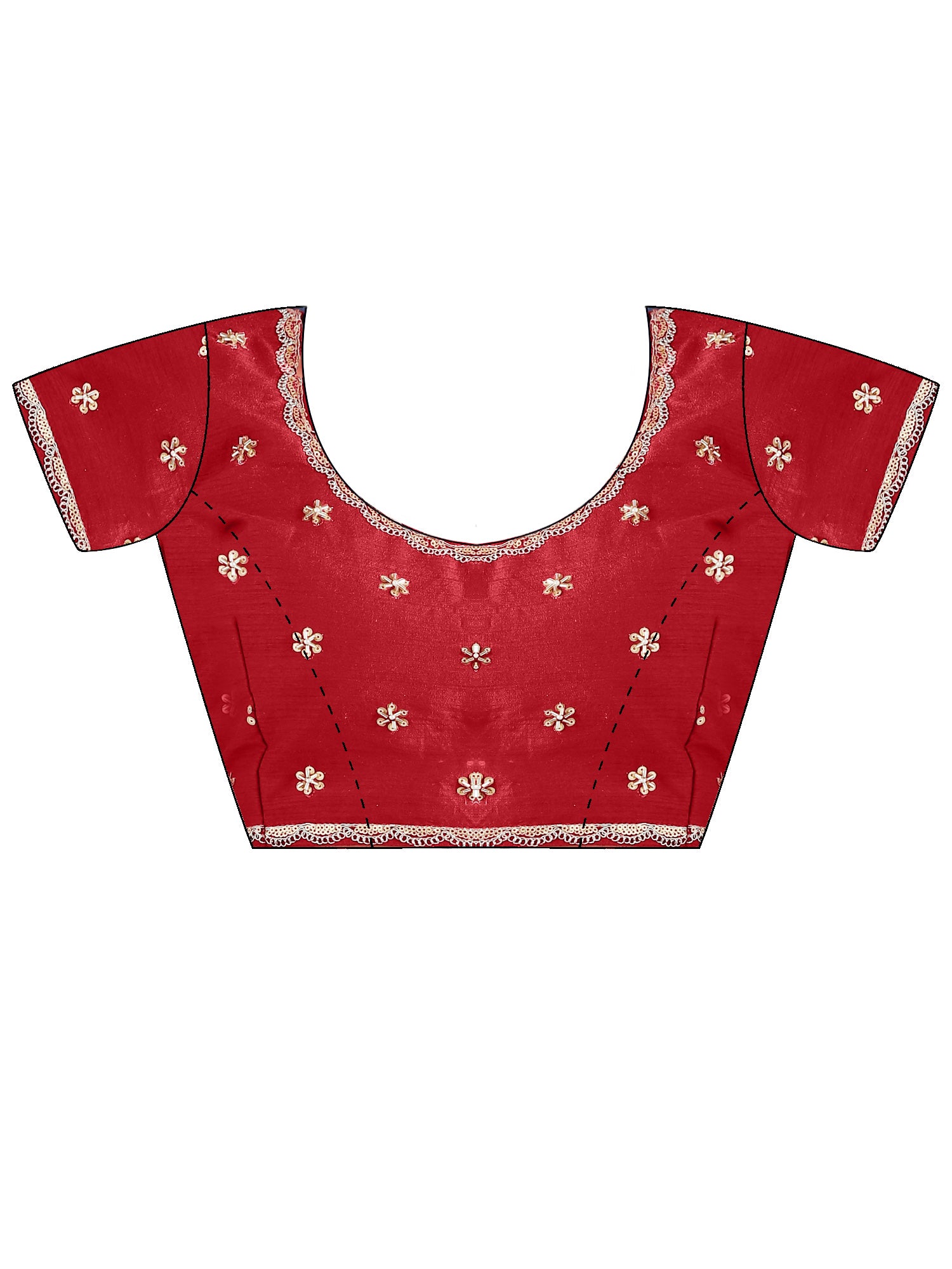 Unstitched maroon net blouse piece with embellished design