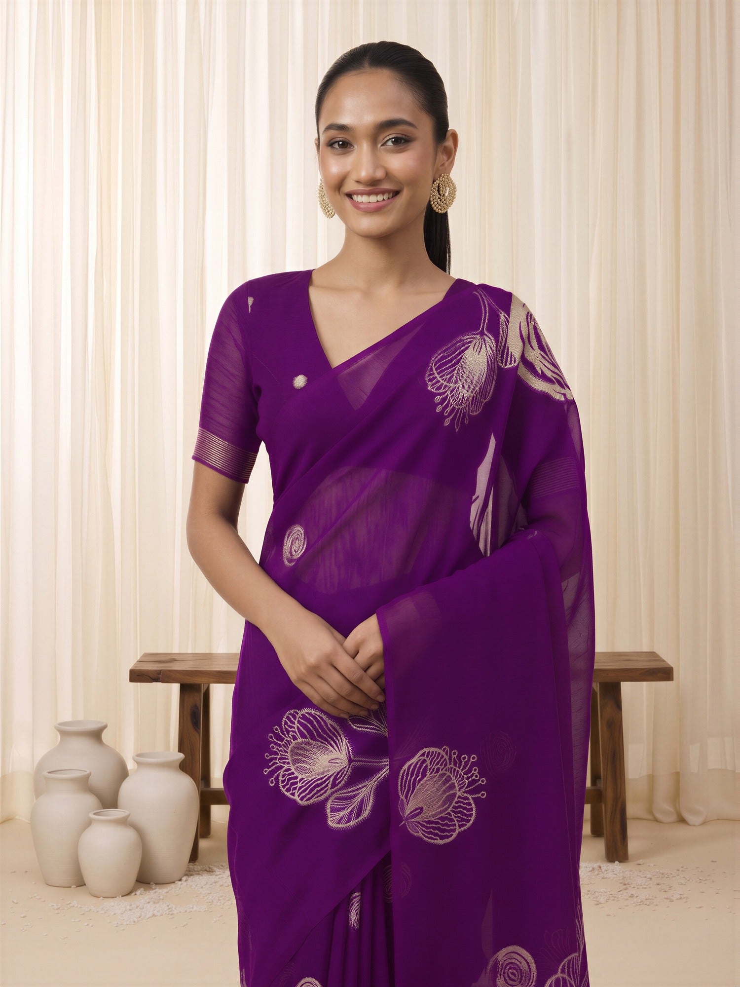 Purple Pure Silk saree – detail view 4