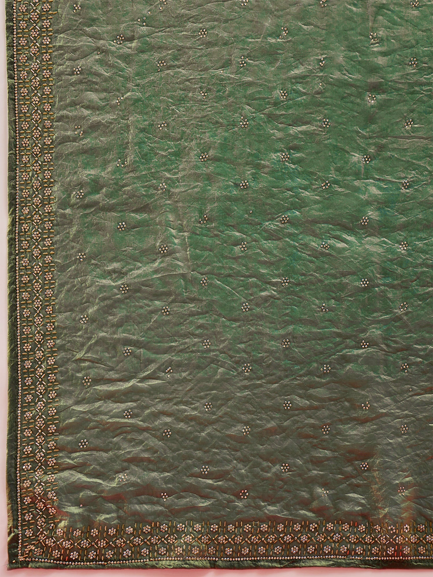 Olive Satin Silk saree – detail view 5