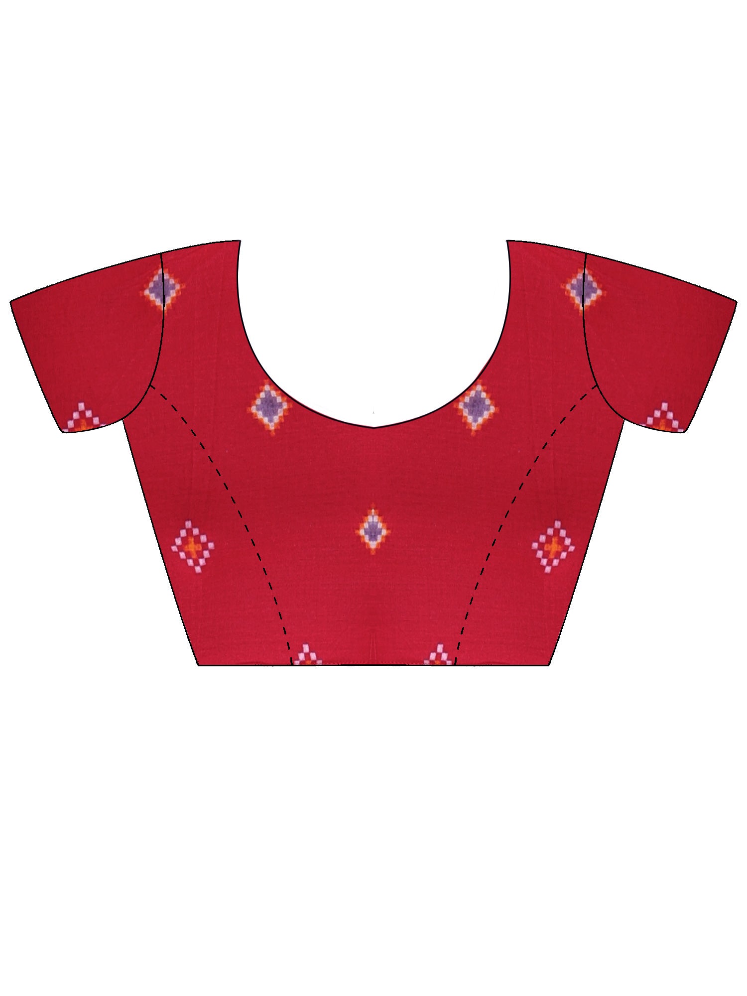 Unstitched pink cotton blouse piece with ethnic motif design