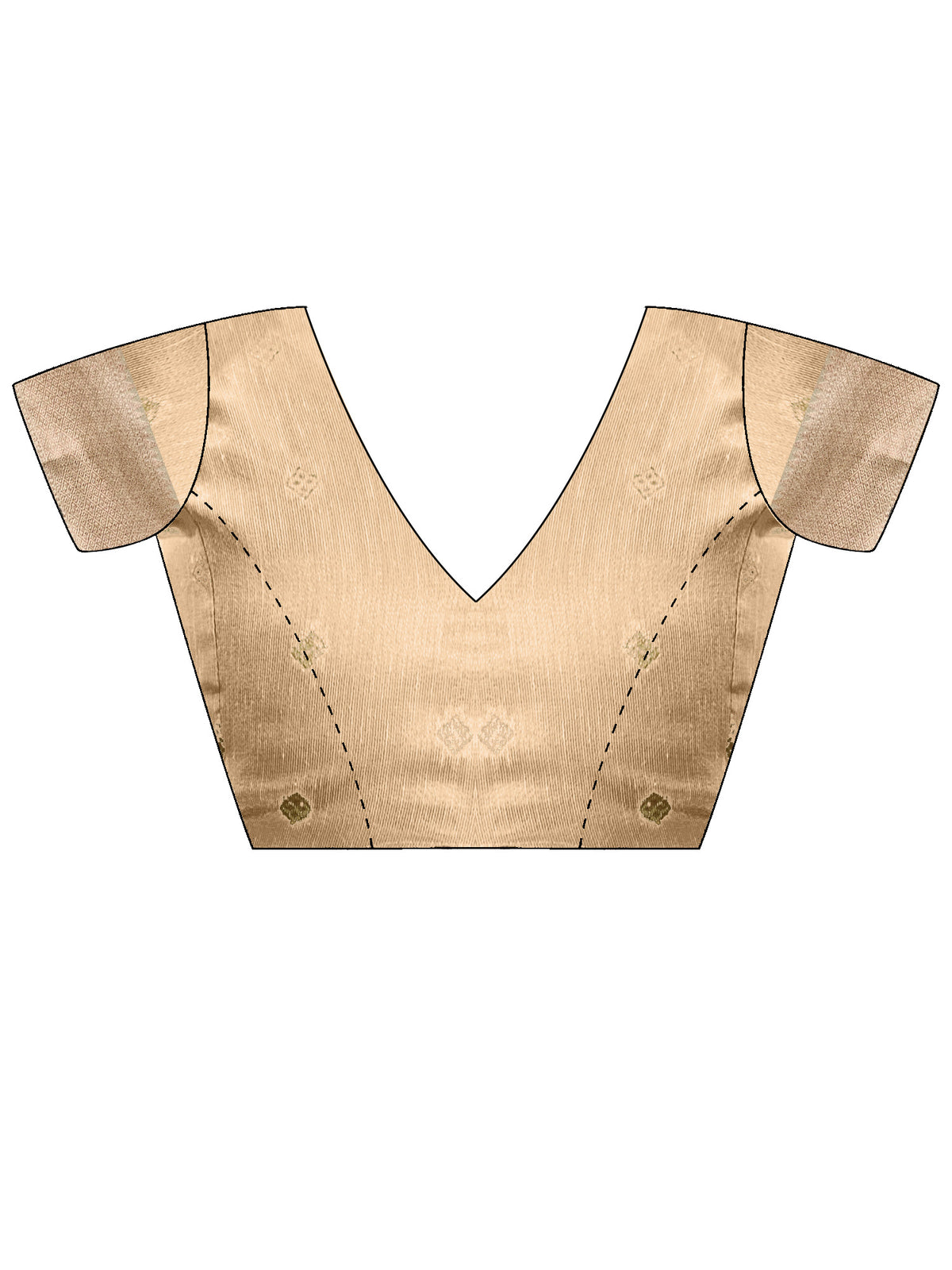 Unstitched cream tissue blouse piece with zari butta design