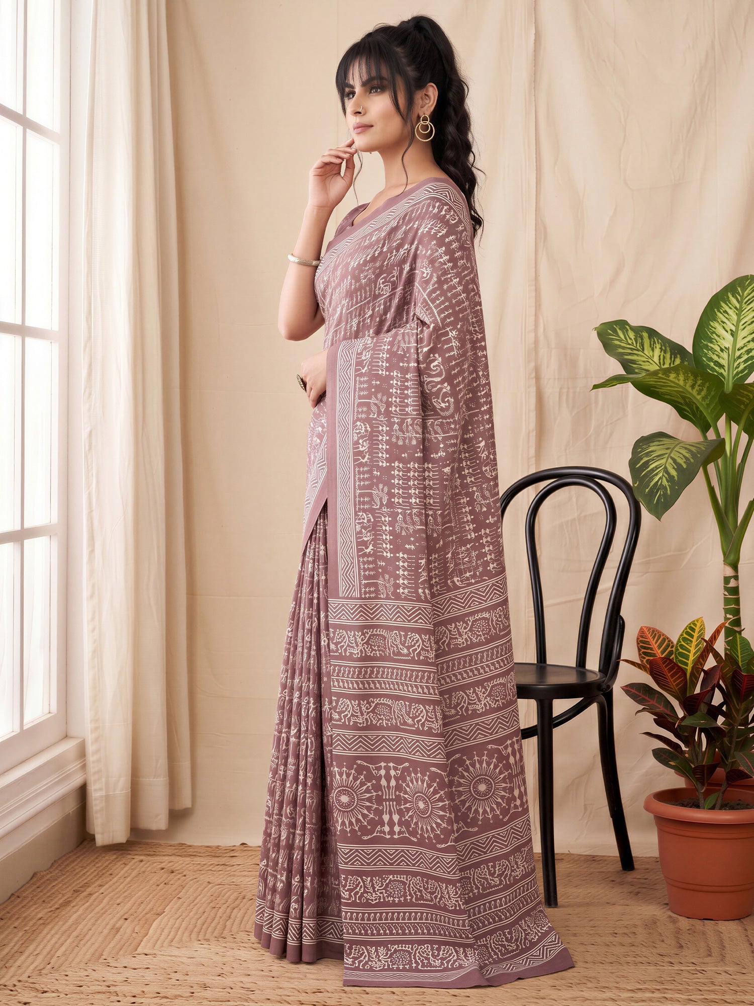Mauve Dola Silk saree – detail view 2
