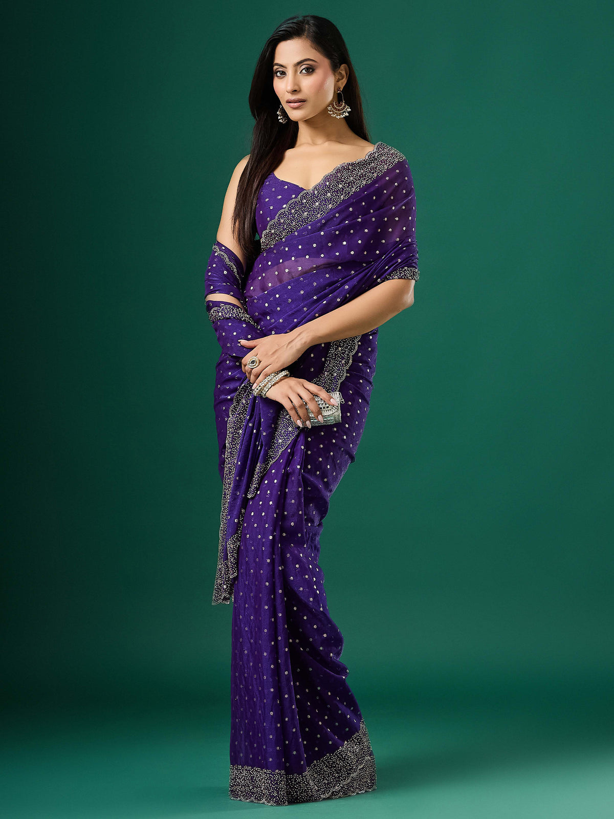 Violet Silk Blend saree – detail view 3