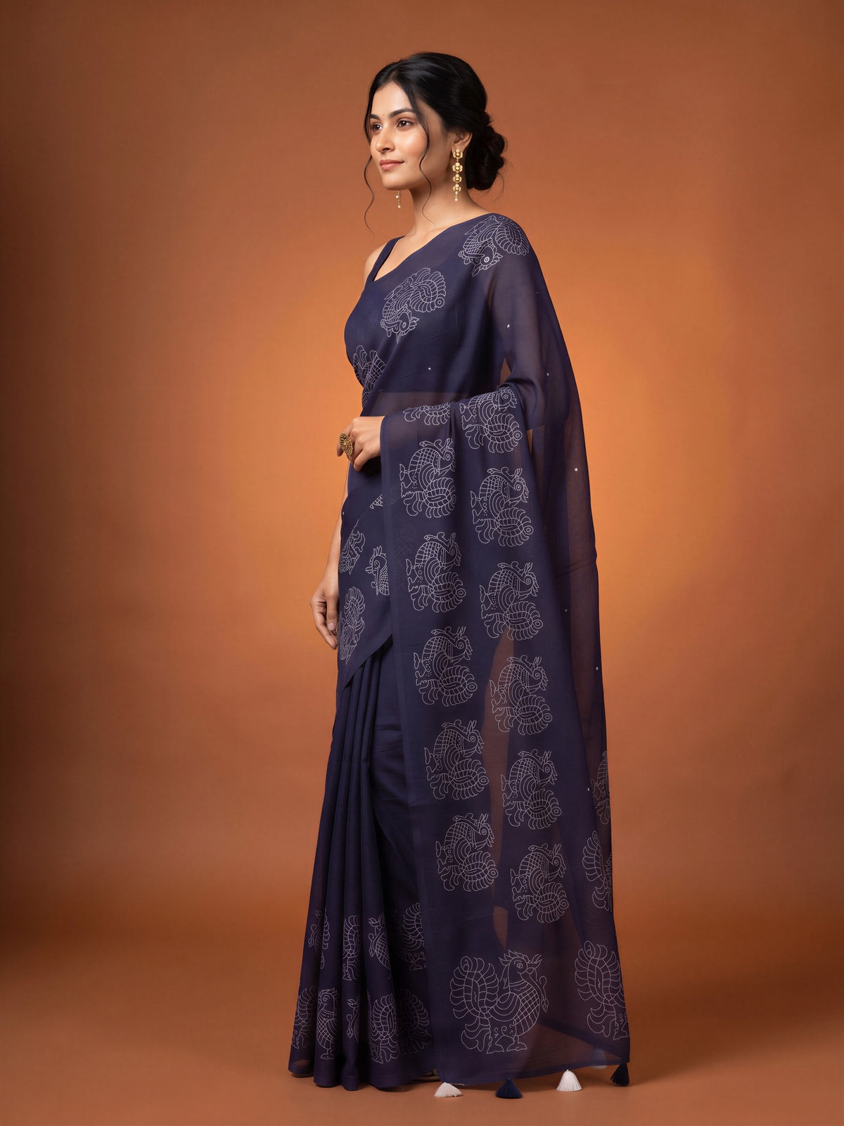 Purple Linen Blend saree – detail view 2