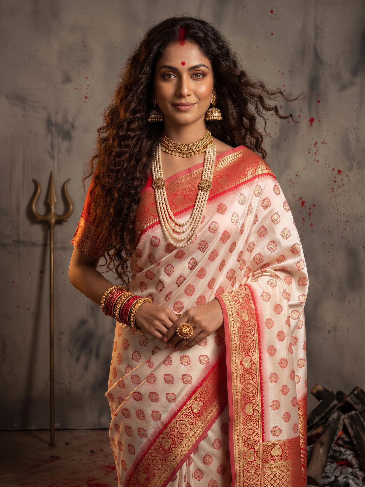 White Banarasi Silk saree – detail view 4