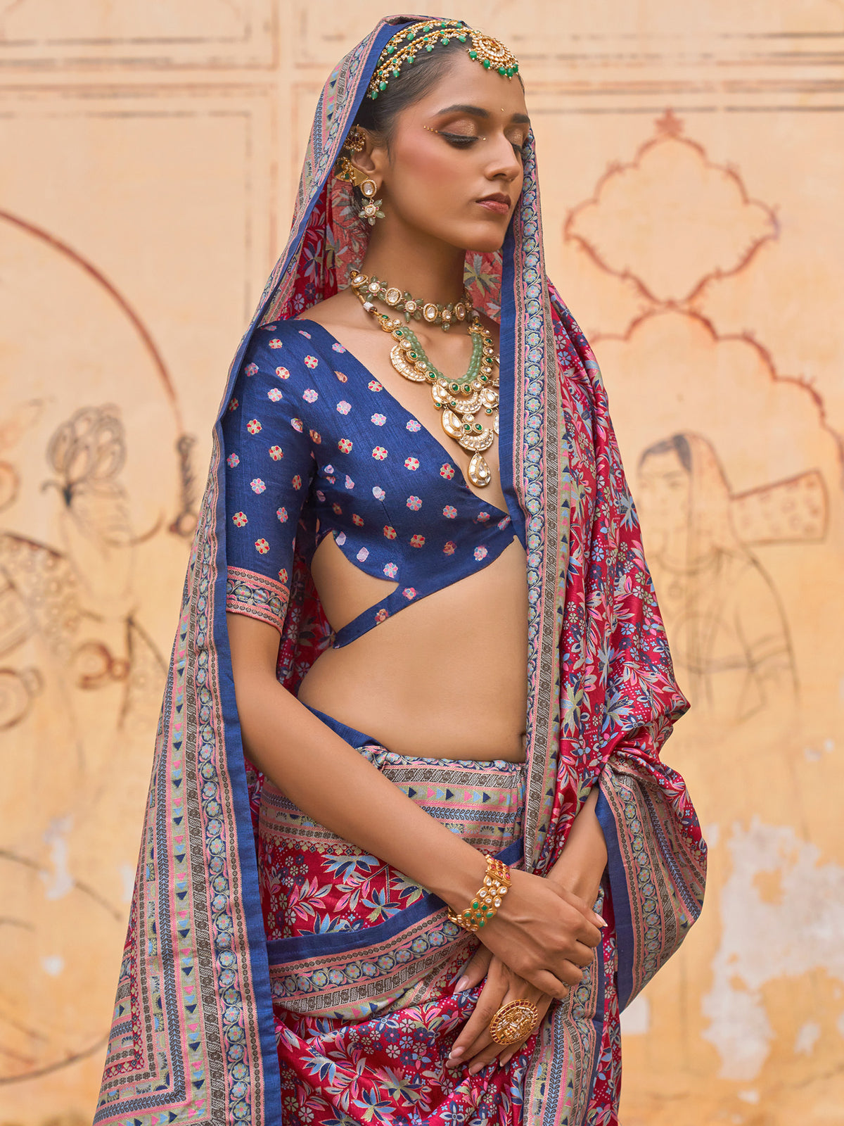 Magenta Silk Blend saree – detail view 1