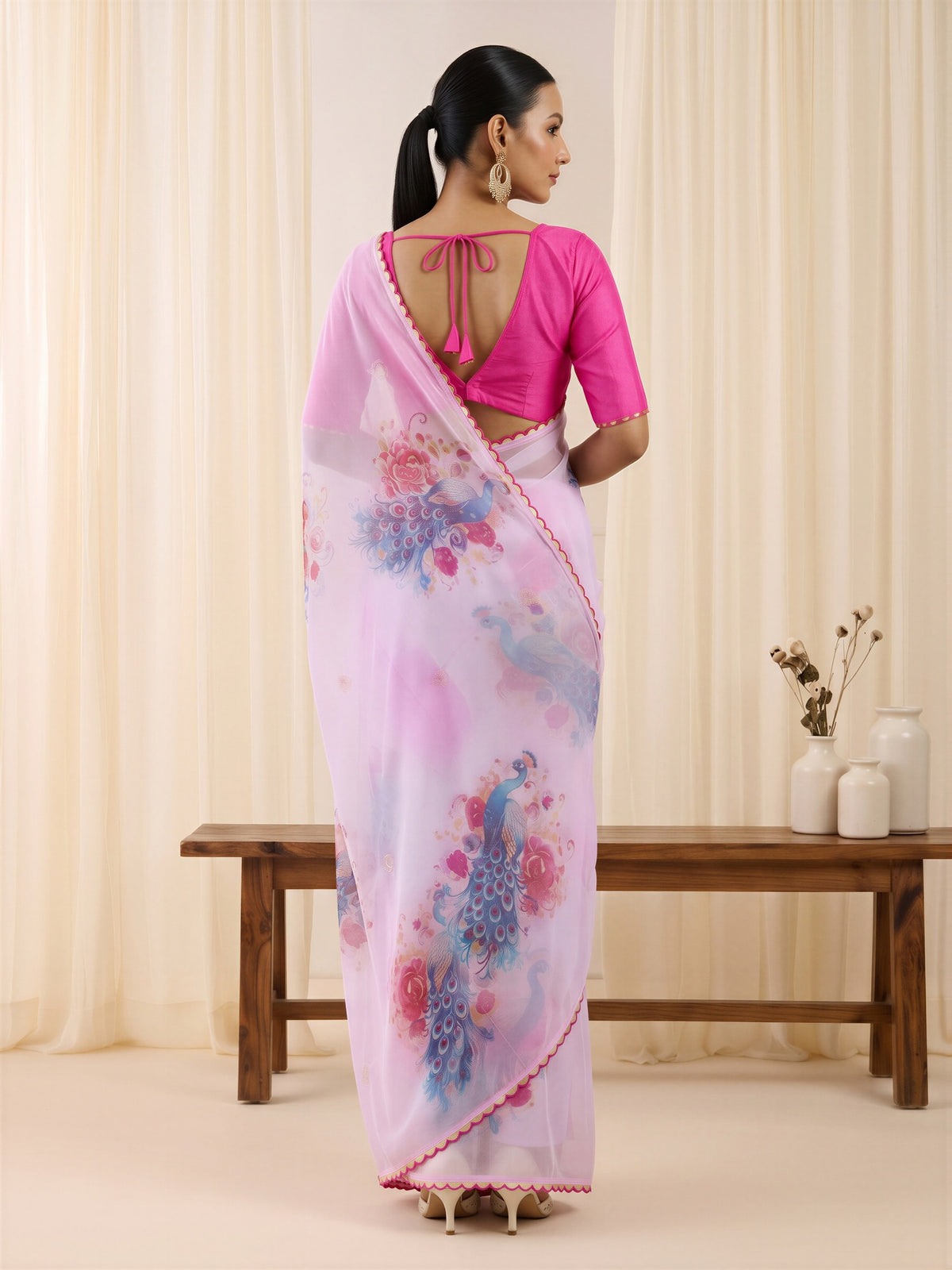 Lavender Georgette saree – detail view 1