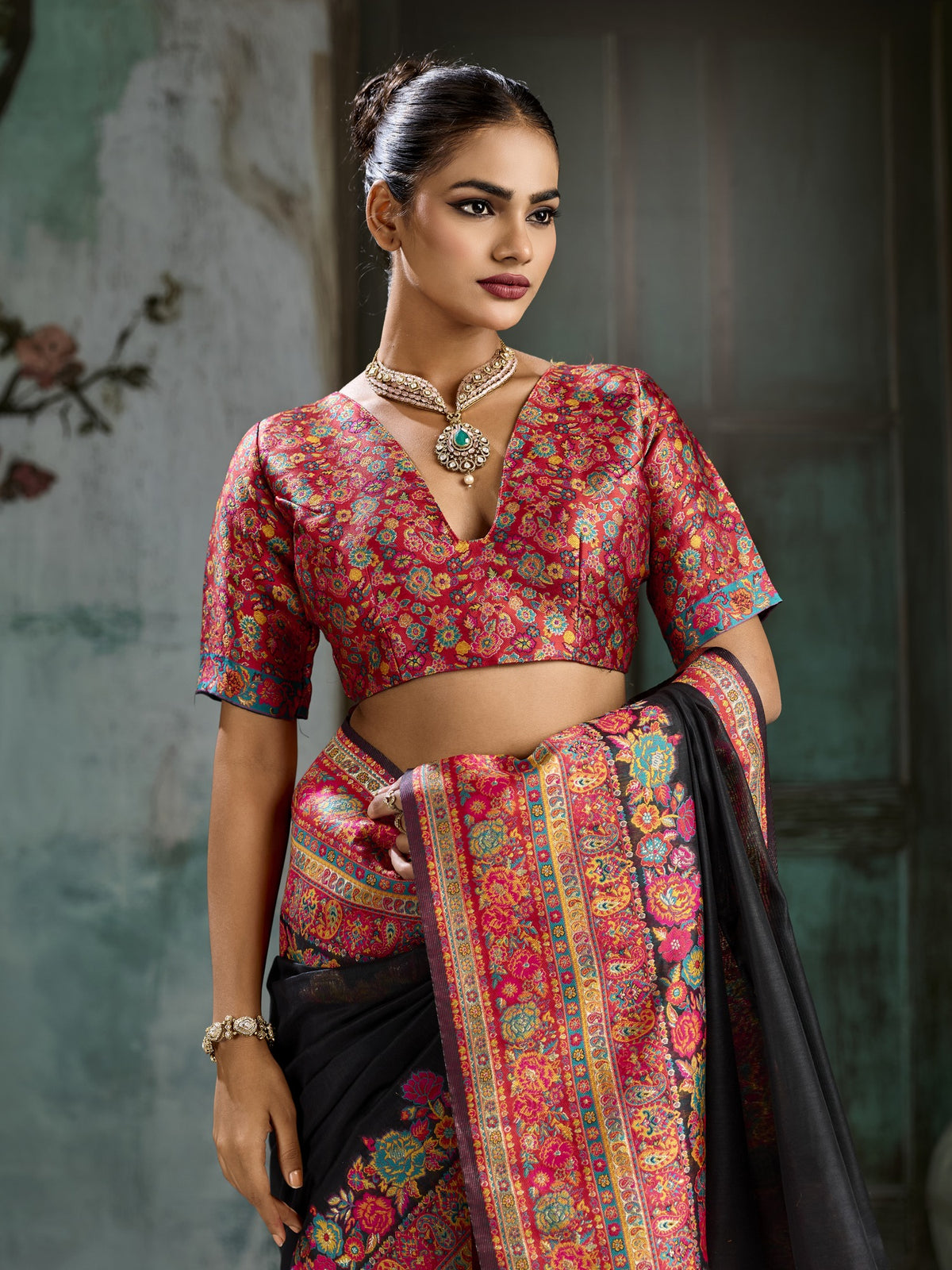 Black cotton saree view 2