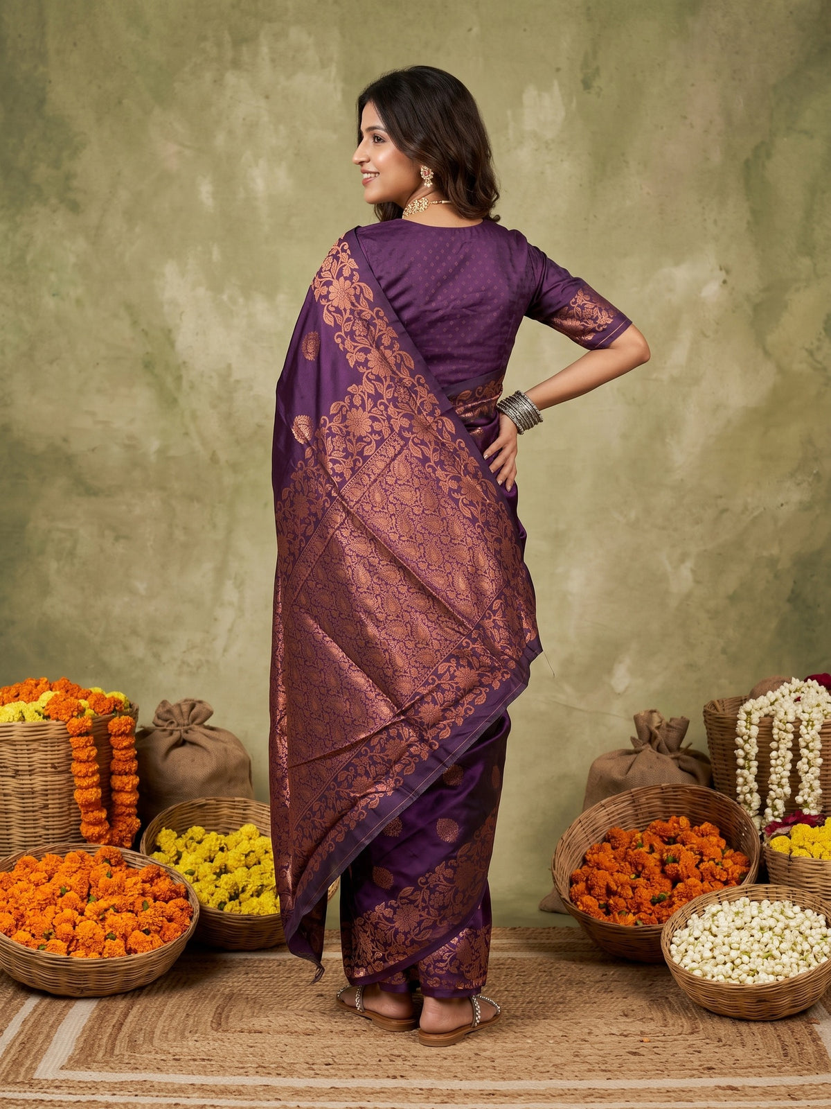 Purple Silk Blend saree – detail view 4