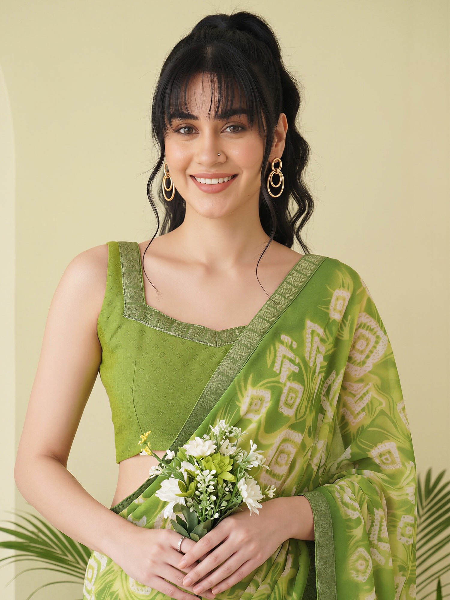 Light Green Georgette saree – detail view 4
