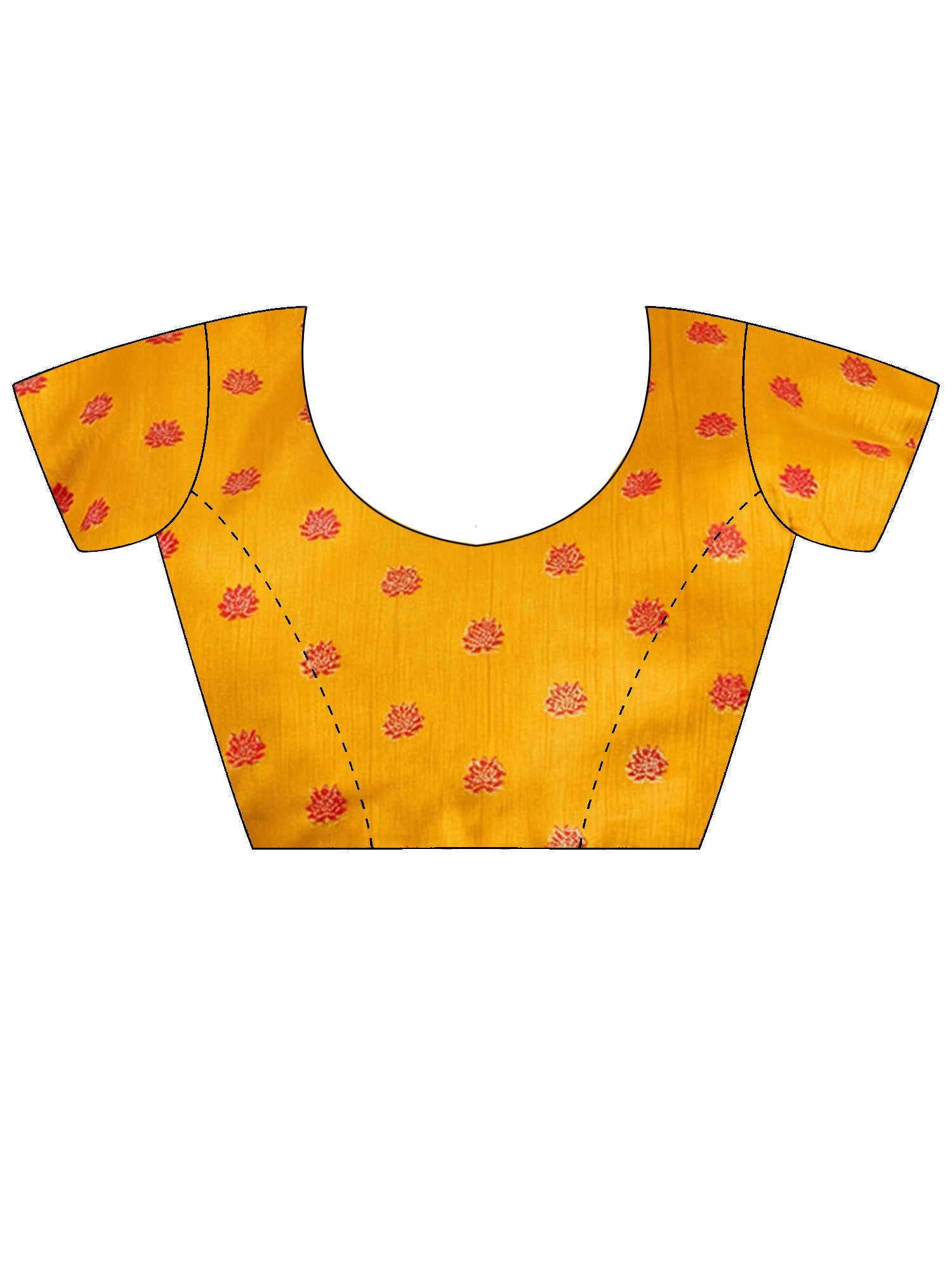 Unstitched mustard silk blend blouse piece with ethnic motif design