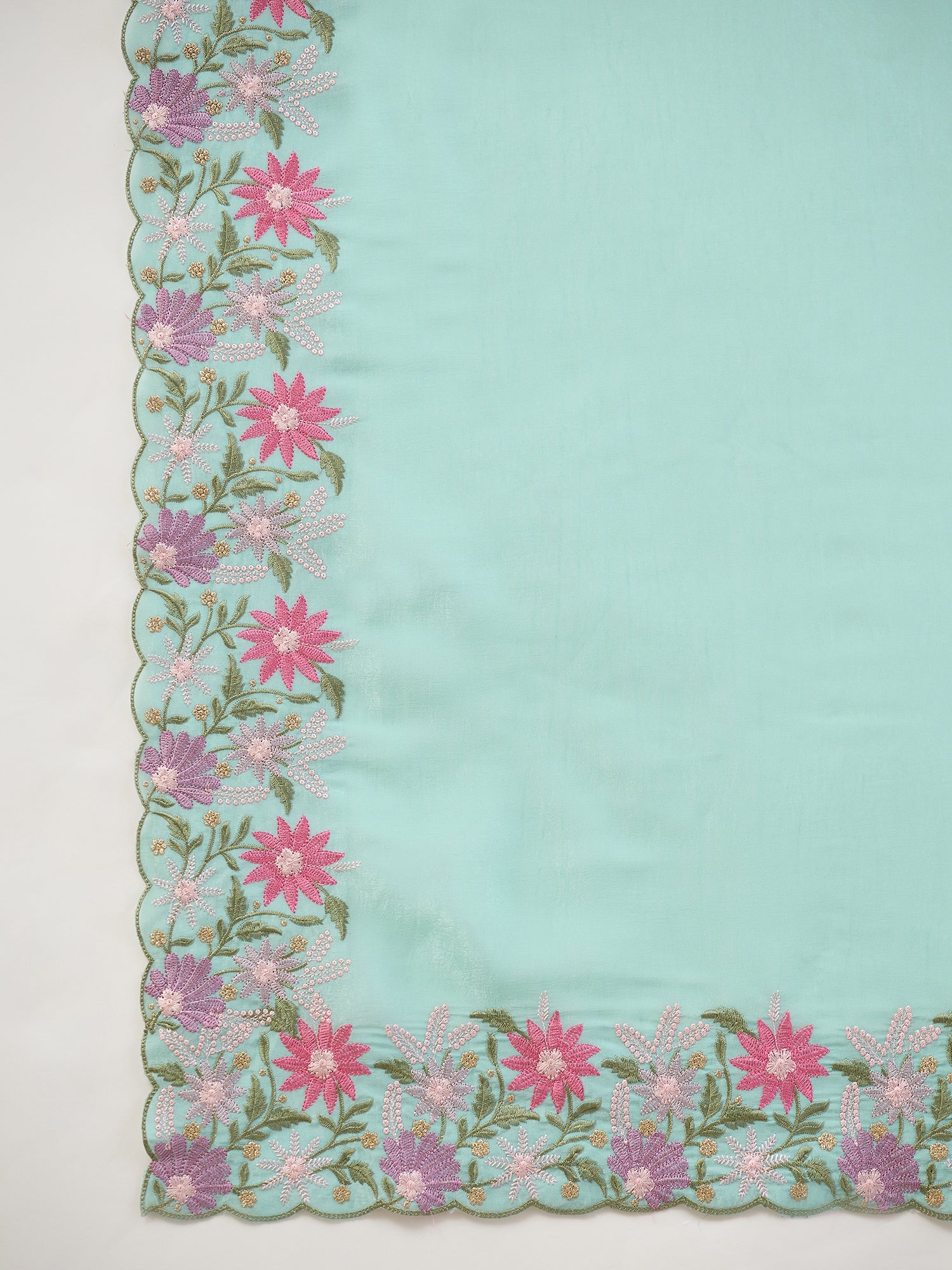 Aqua Blue Georgette saree – detail view 5